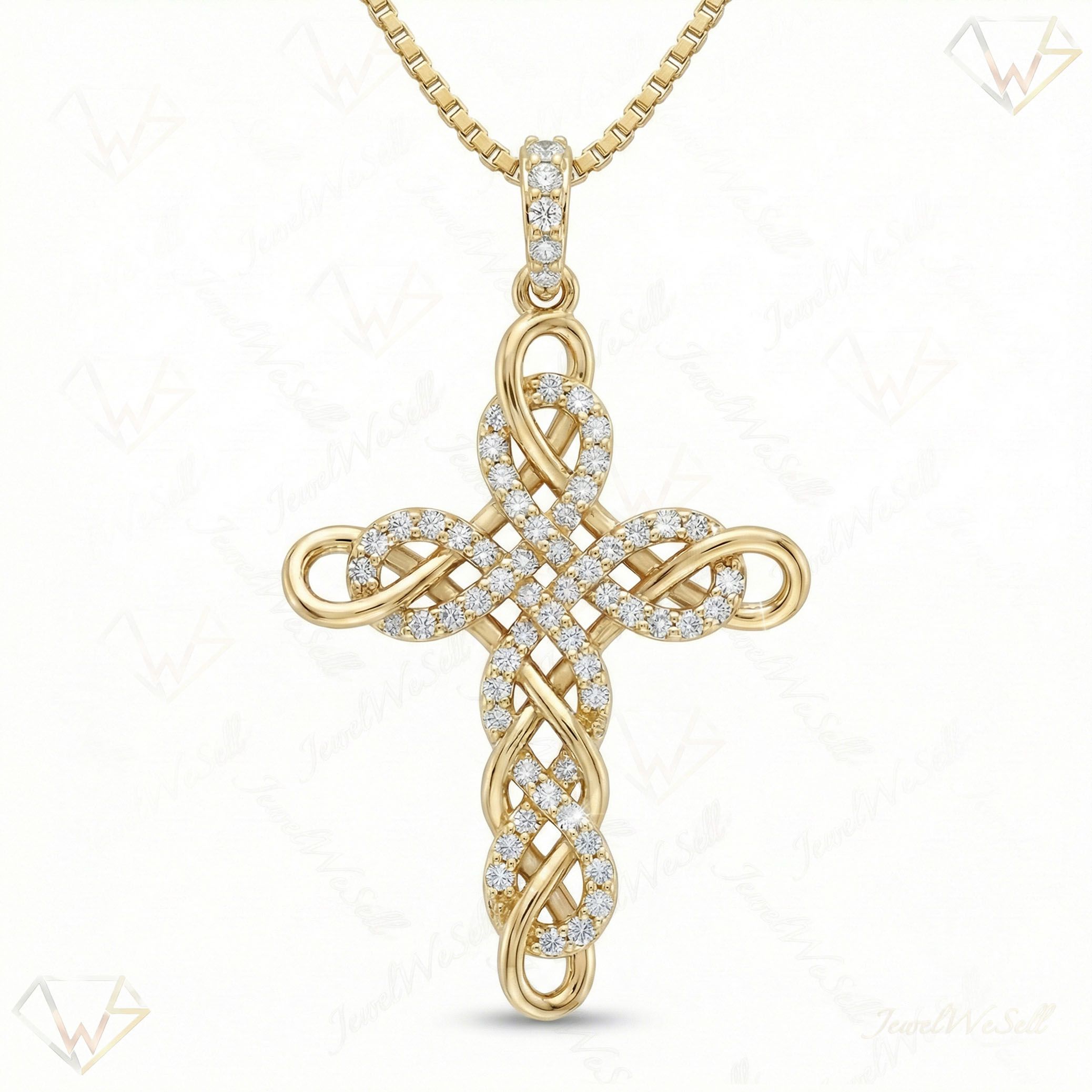 0.33 ct EF VS Lab Grown Diamond Cross Pendant in 10k Yellow Gold 232577