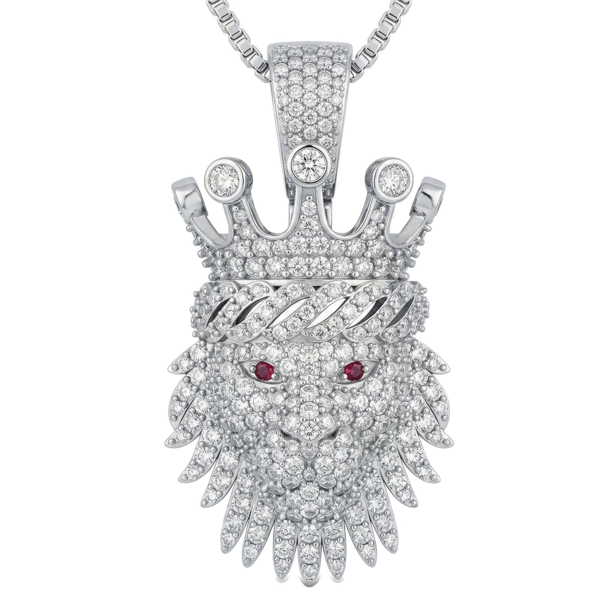 4.40 ct EF VS Lab Grown Diamond Lion Tiger Pendant in 10k White Gold 232579