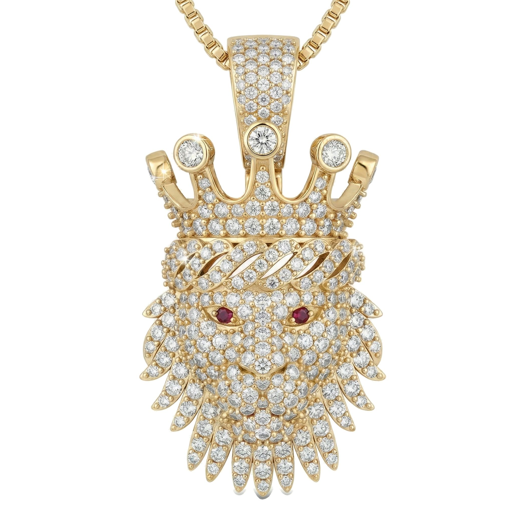 4.40 ct EF VS Lab Grown Diamond Lion Tiger Pendant in 10k Yellow Gold 232579
