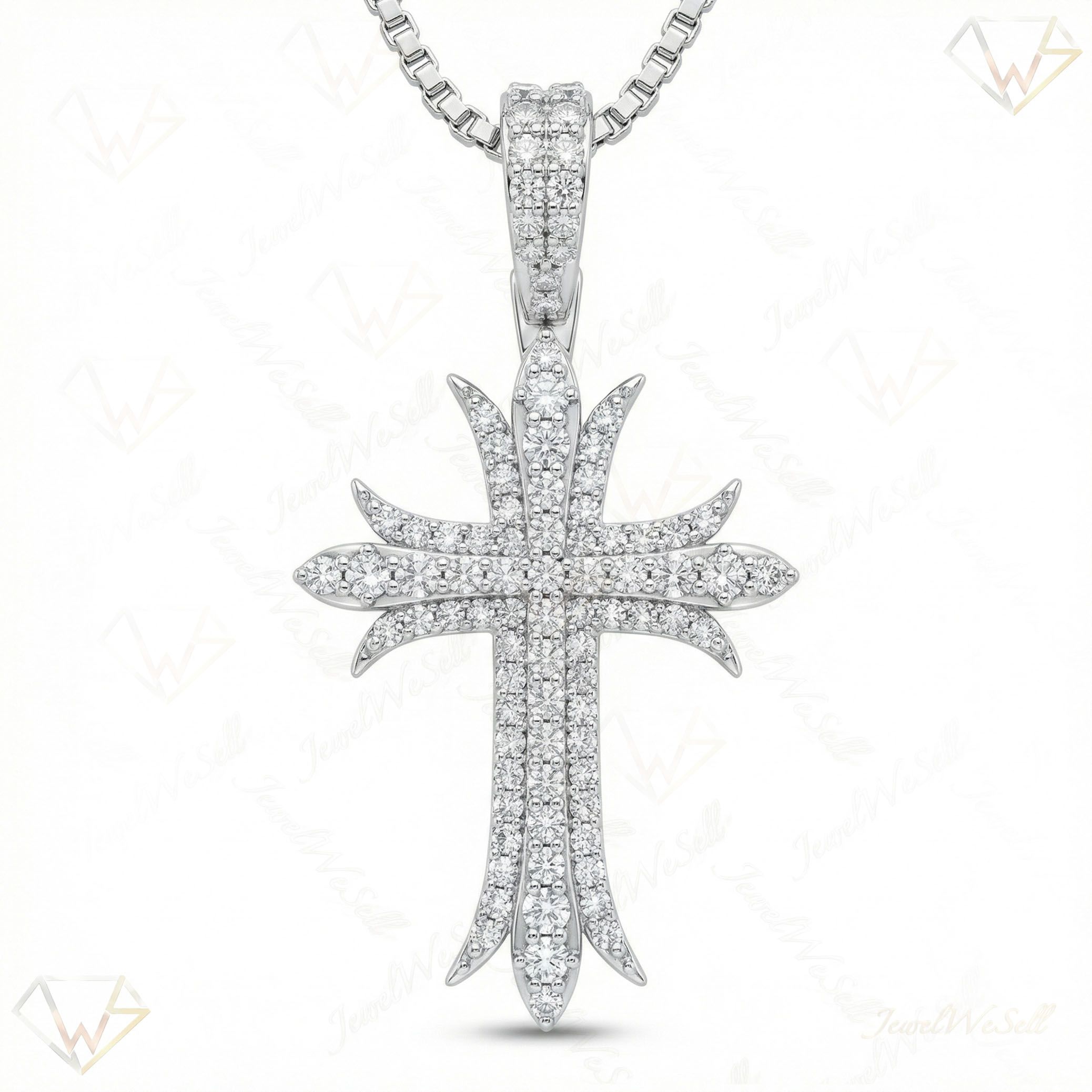 0.90 ct EF VS Lab Grown Diamond Cross Pendant in 10k White Gold 232586