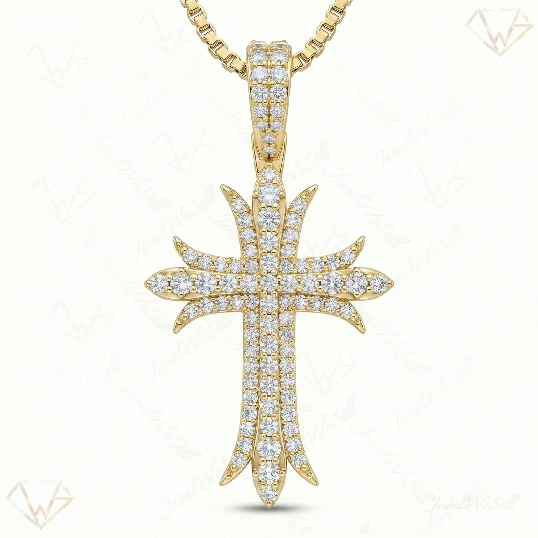 0.90 ct EF VS Lab Grown Diamond Cross Pendant in 10k Yellow Gold 232586