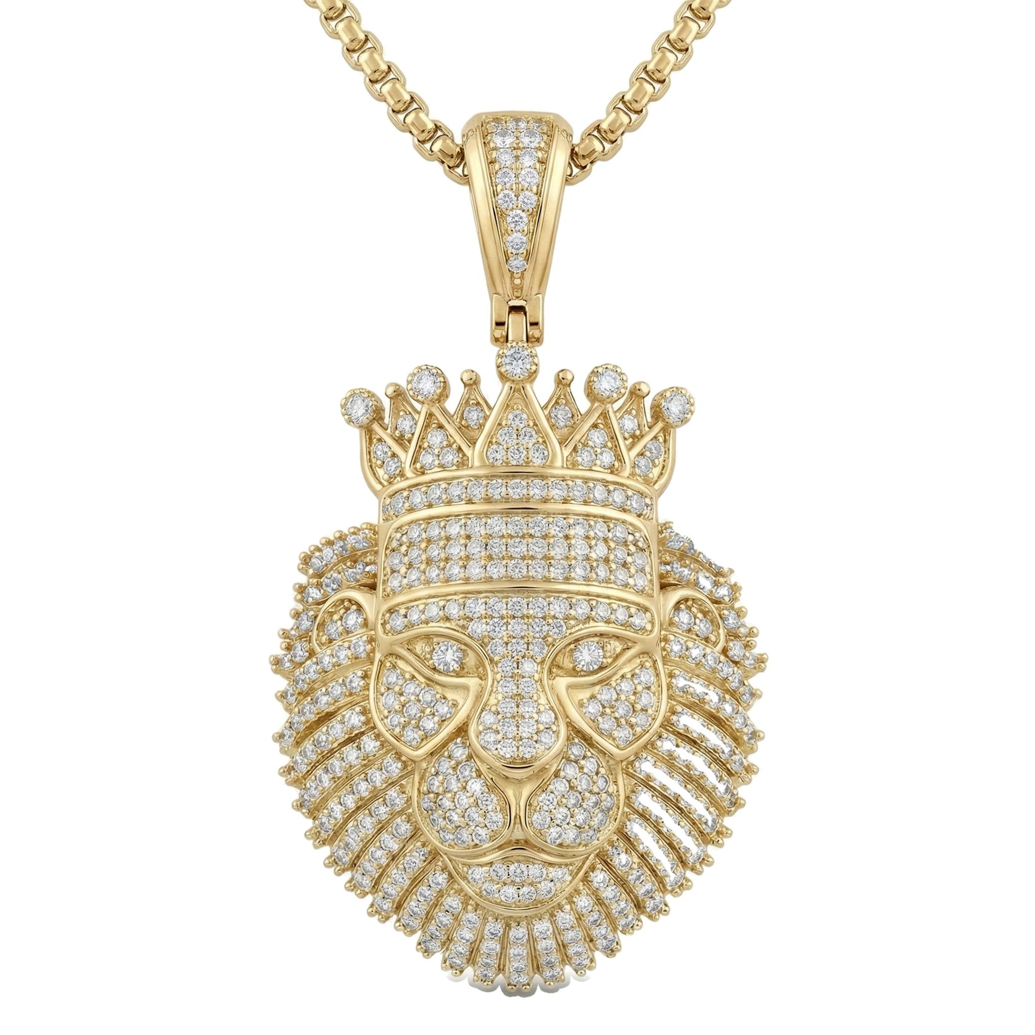 1.75 ct EF VS Lab Grown Diamond Lion Tiger Pendant in 10k Yellow Gold 232637