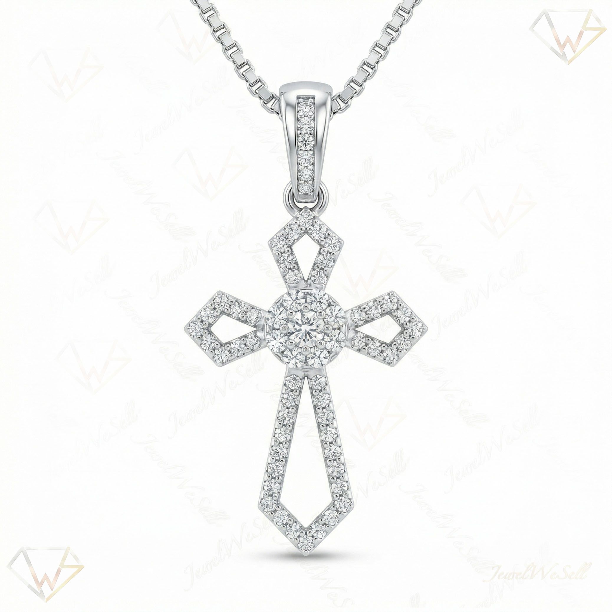 0.50 ct EF VS Moissanite Cross Pendant in 925 Sterling Silver 26188