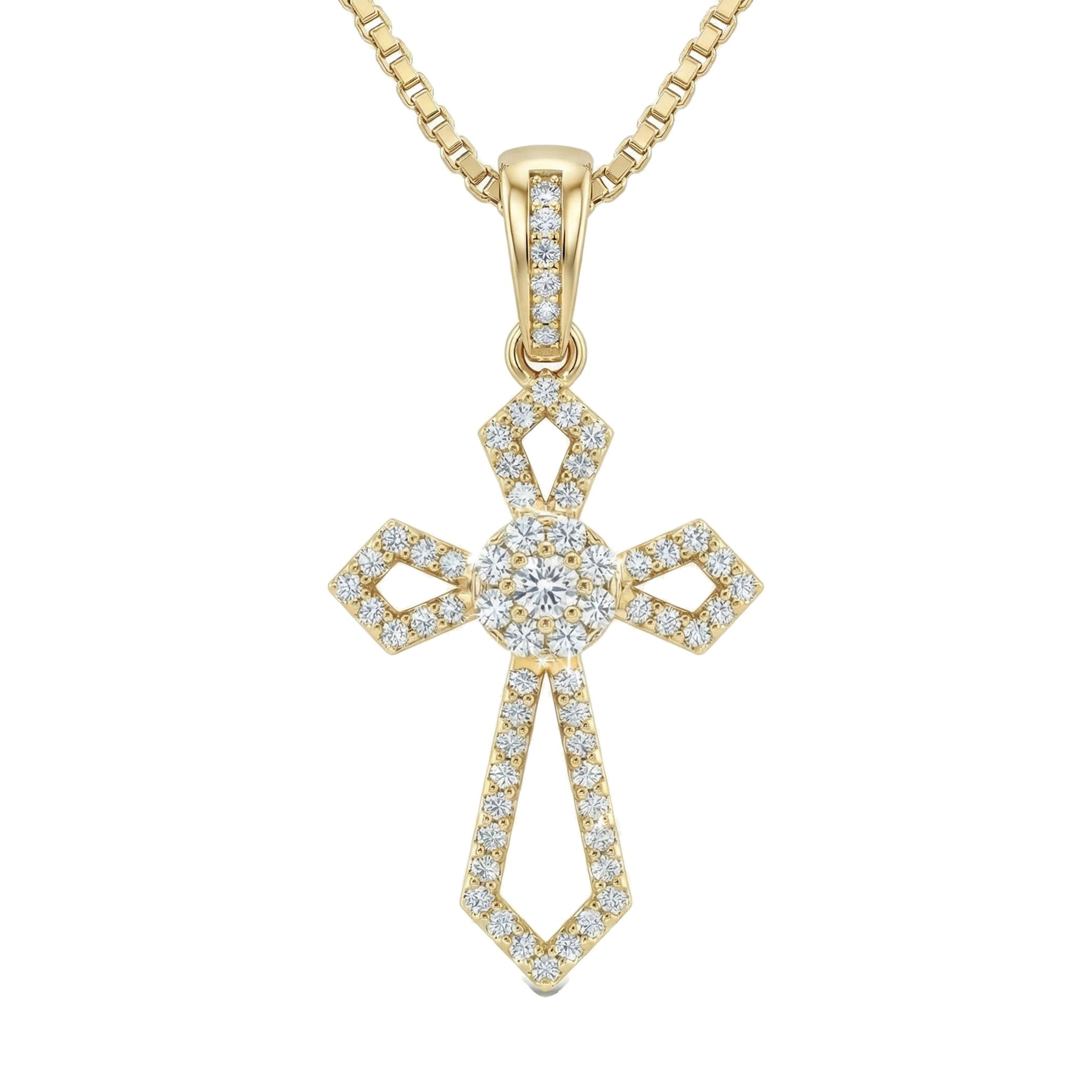 0.50 ct EF VS Lab Grown Diamond Cross Pendant in 14k Yellow Gold 26188