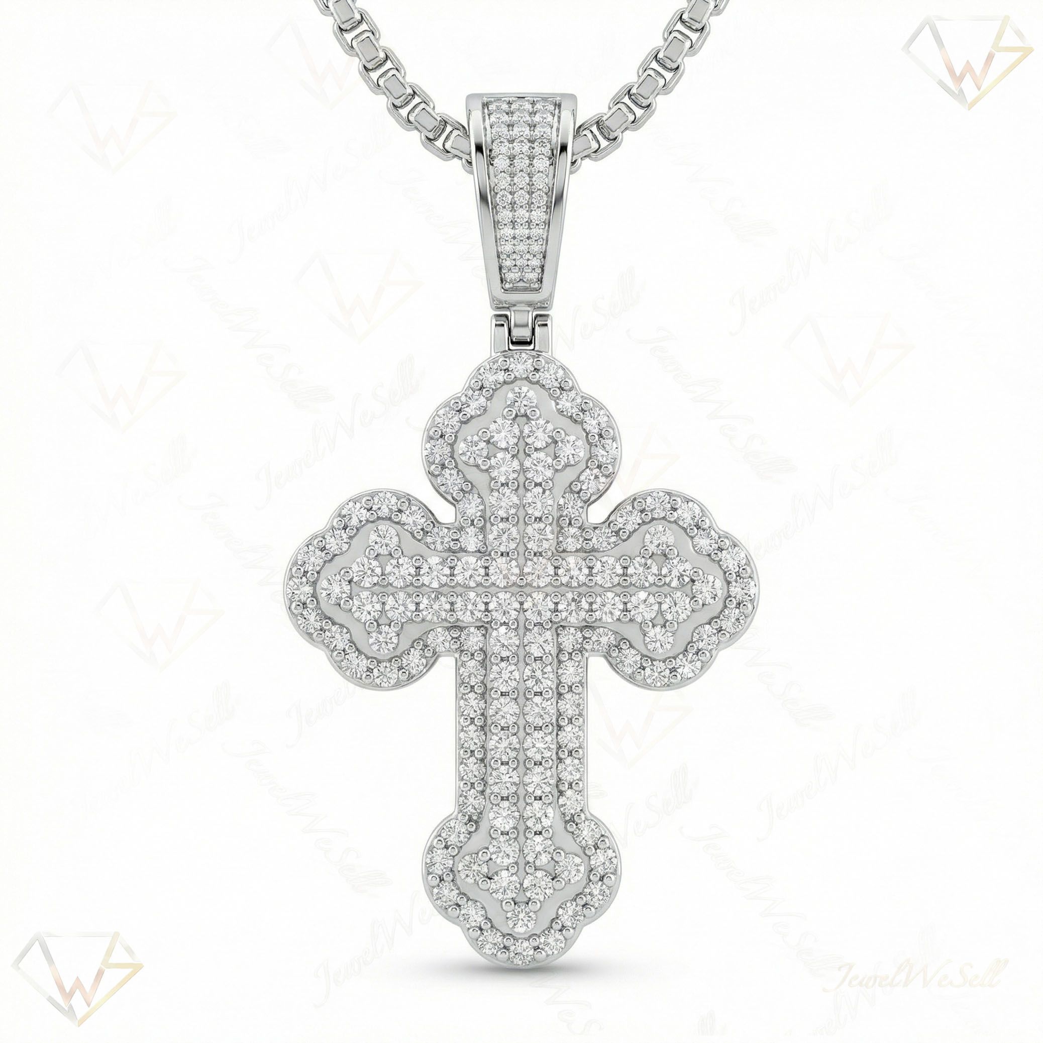 5.10 ct EF VS Lab Grown Diamond Cross Pendant in 14k White Gold 26329