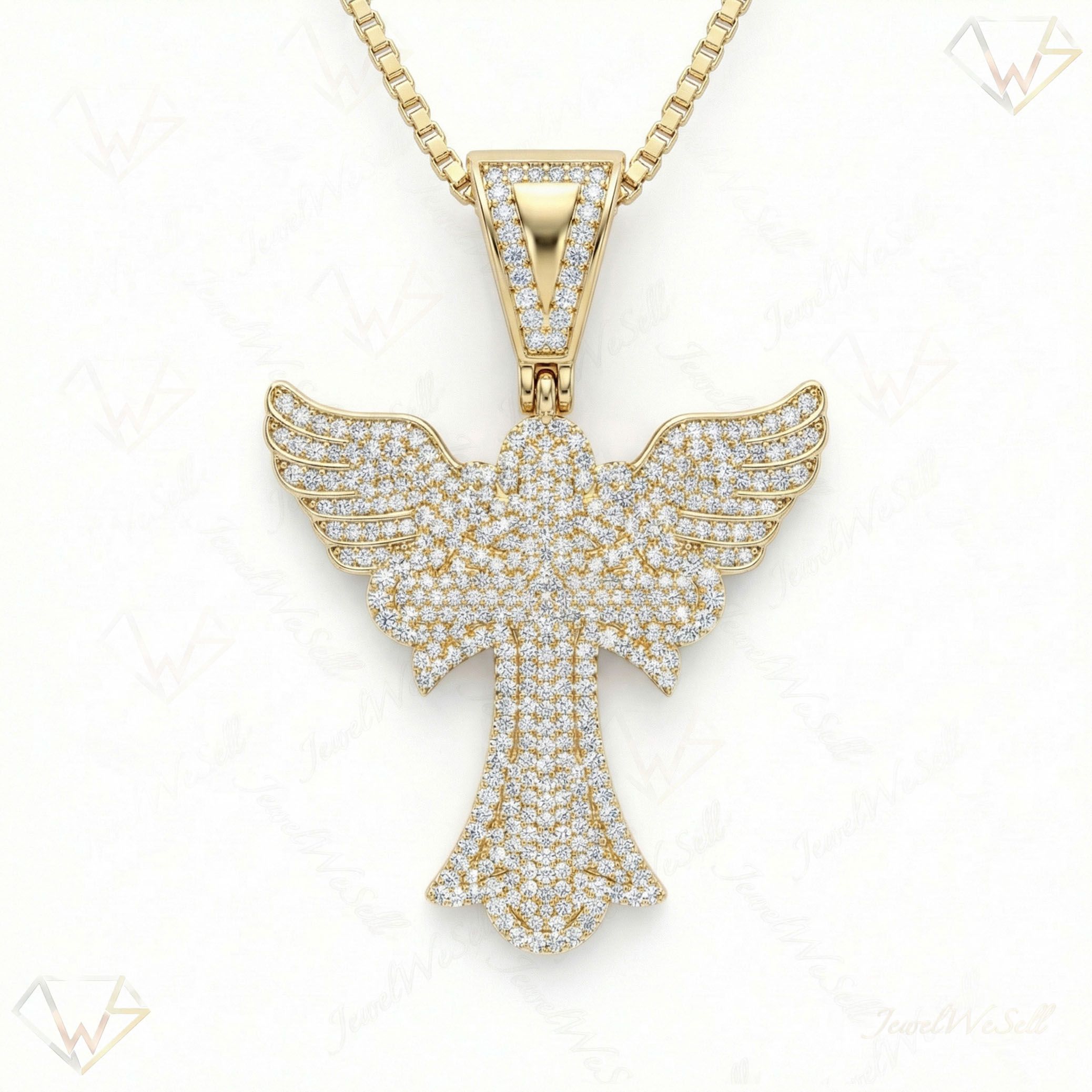 1.75 ct EF VS Lab Grown Diamond Cross Pendant in 14k Yellow Gold 26334