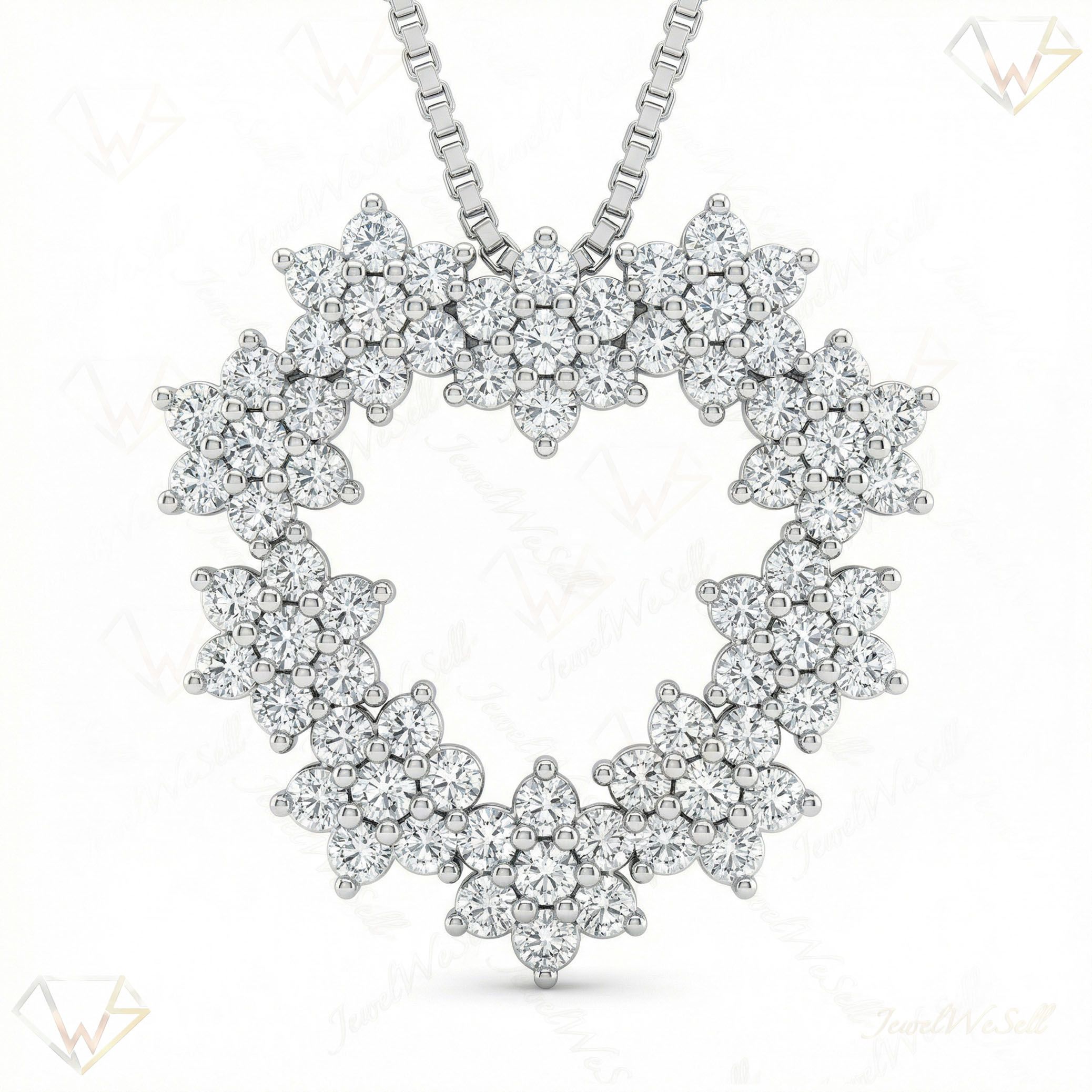 3.50 ct EF VS Lab Grown Diamond Heart Pendant in 14k White Gold 3406