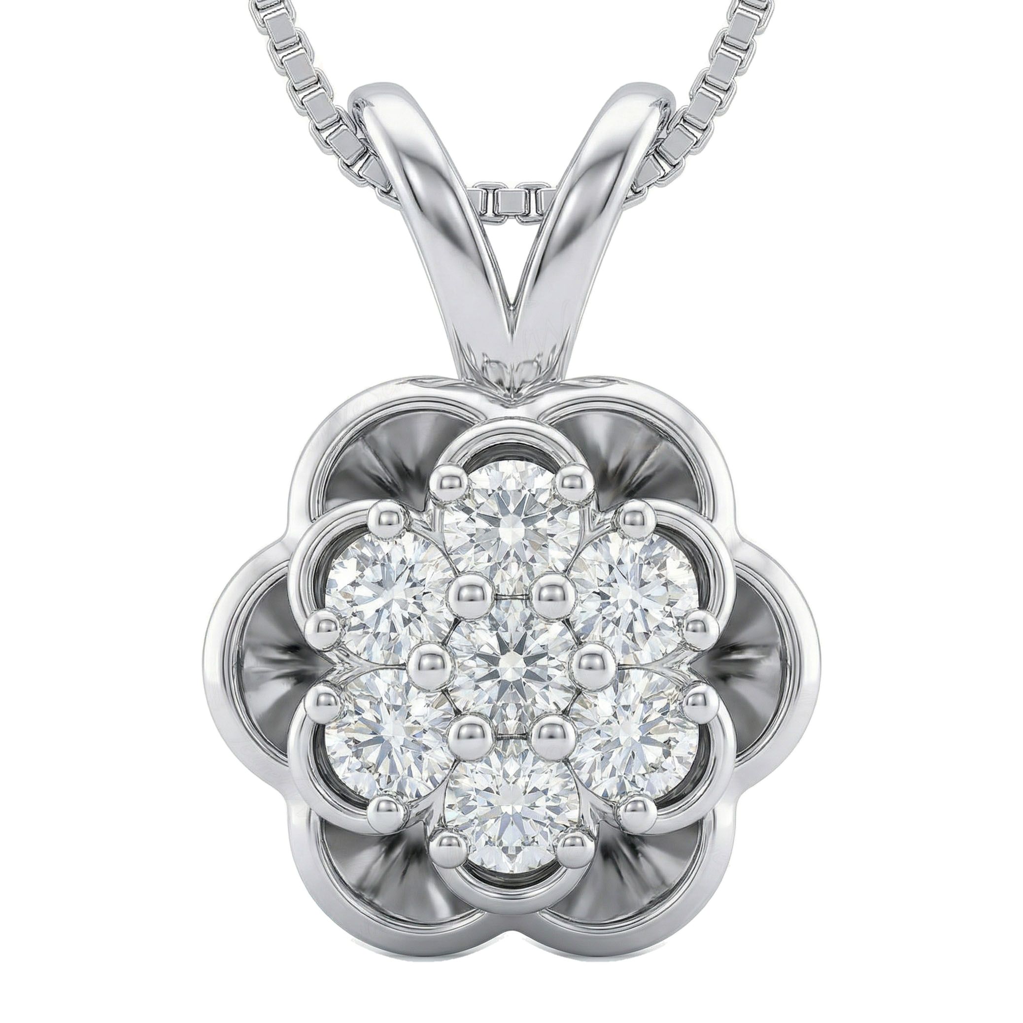 0.70 ct EF VS Moissanite Cluster Pendant in 925 Sterling Silver 4187
