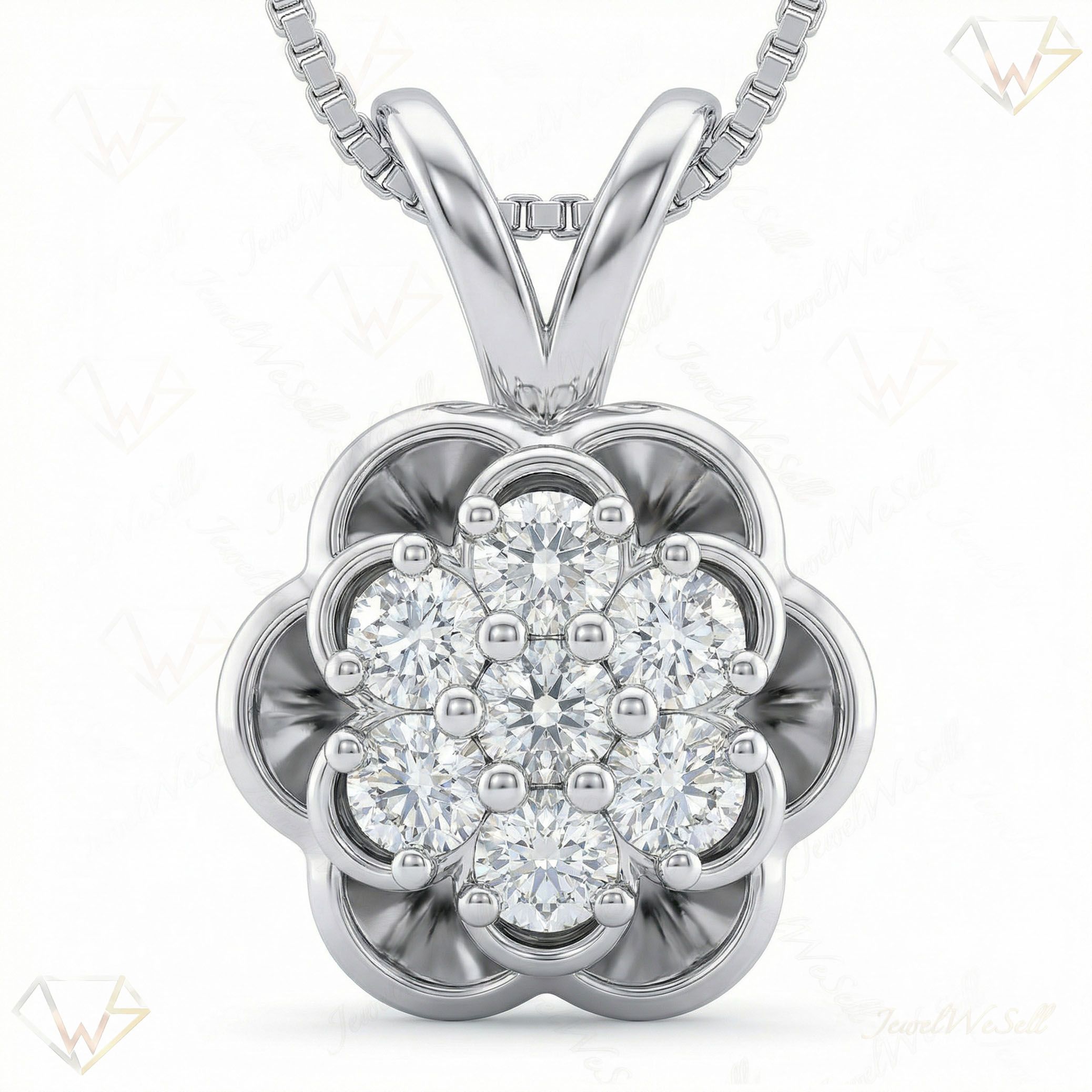 0.70 ct EF VS Lab Grown Diamond Cluster Pendant in 14k White Gold 4187