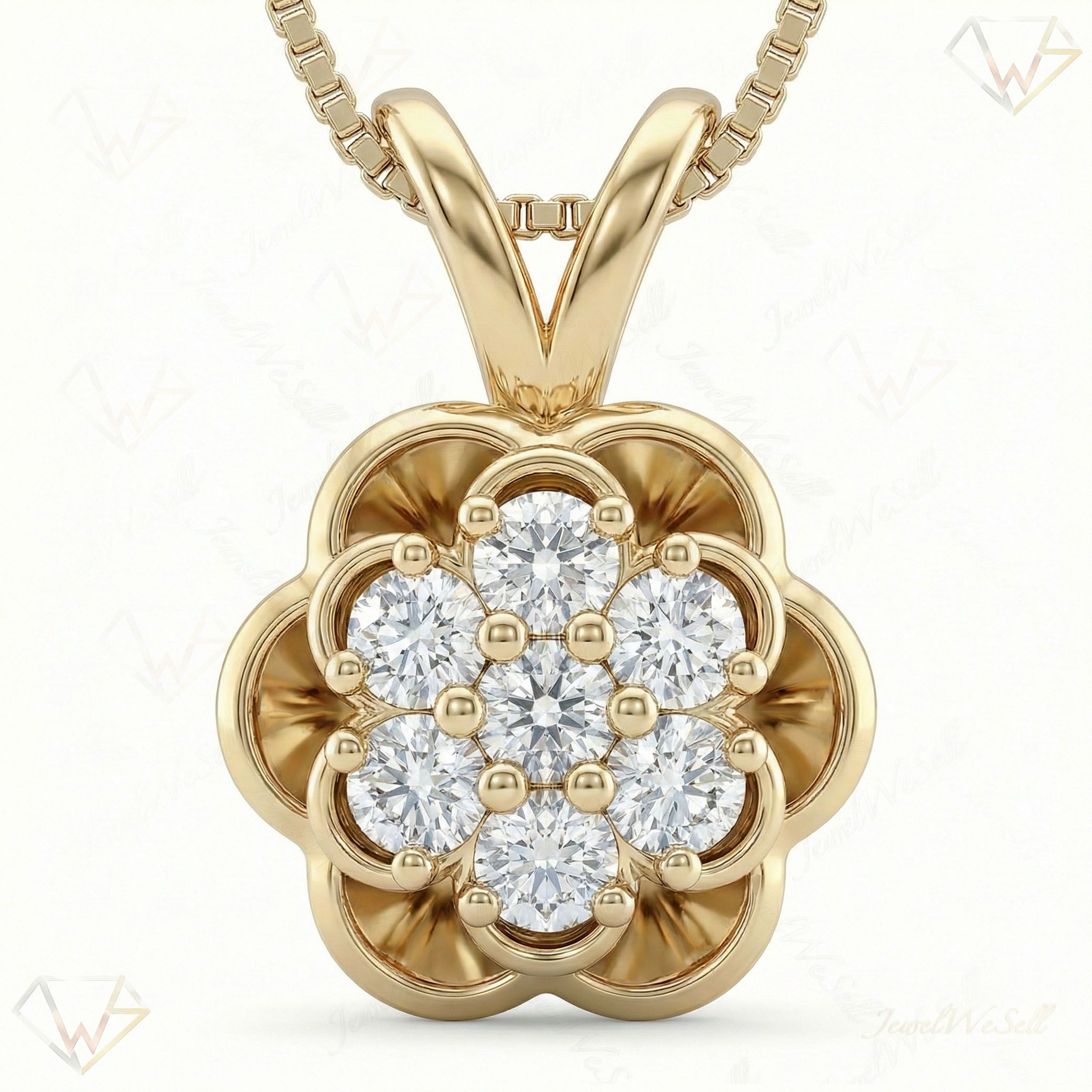 0.70 ct EF VS Lab Grown Diamond Cluster Pendant in 10k Yellow Gold 4187