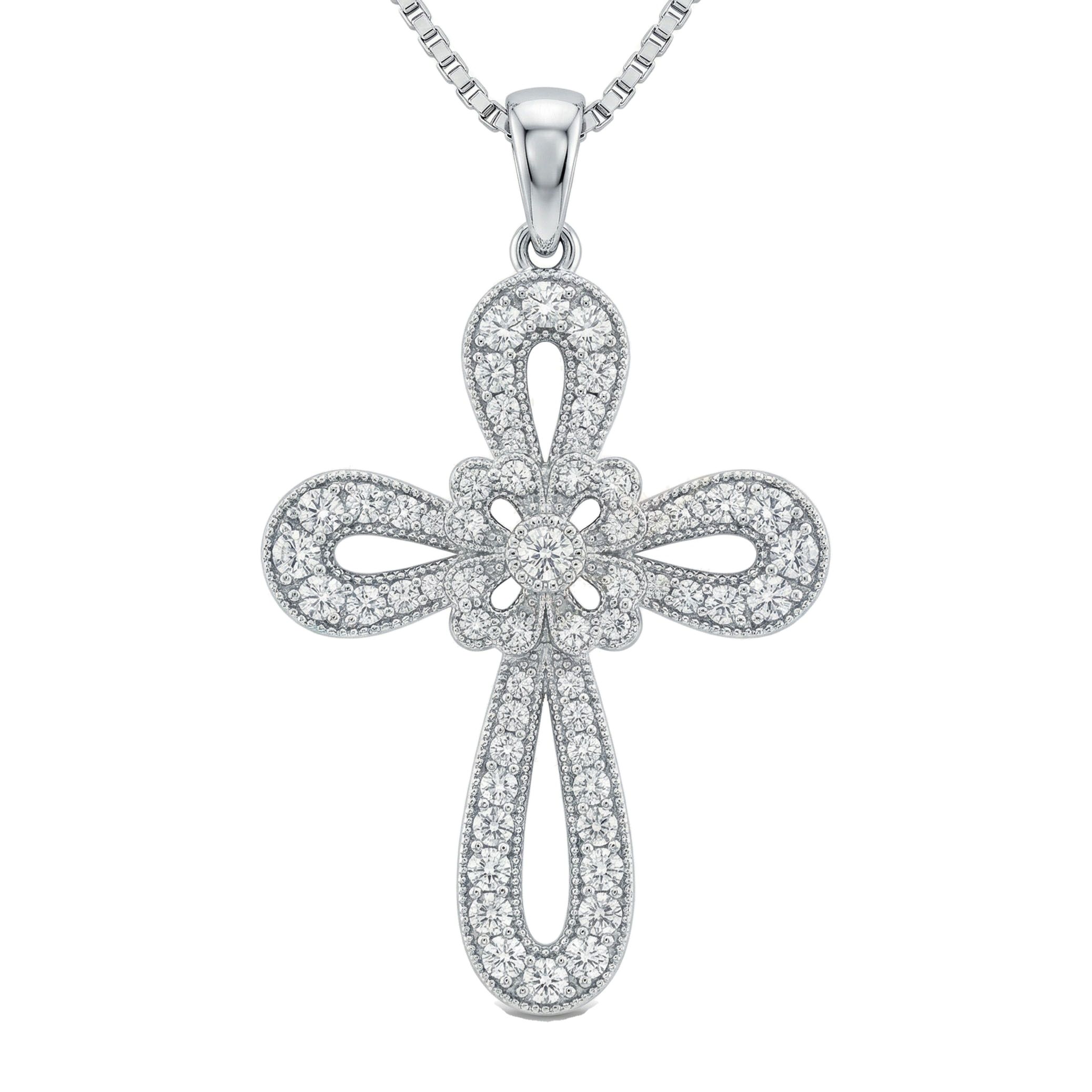 1.66 ct EF VS Lab Grown Diamond Cross Pendant in 10k White Gold 6992