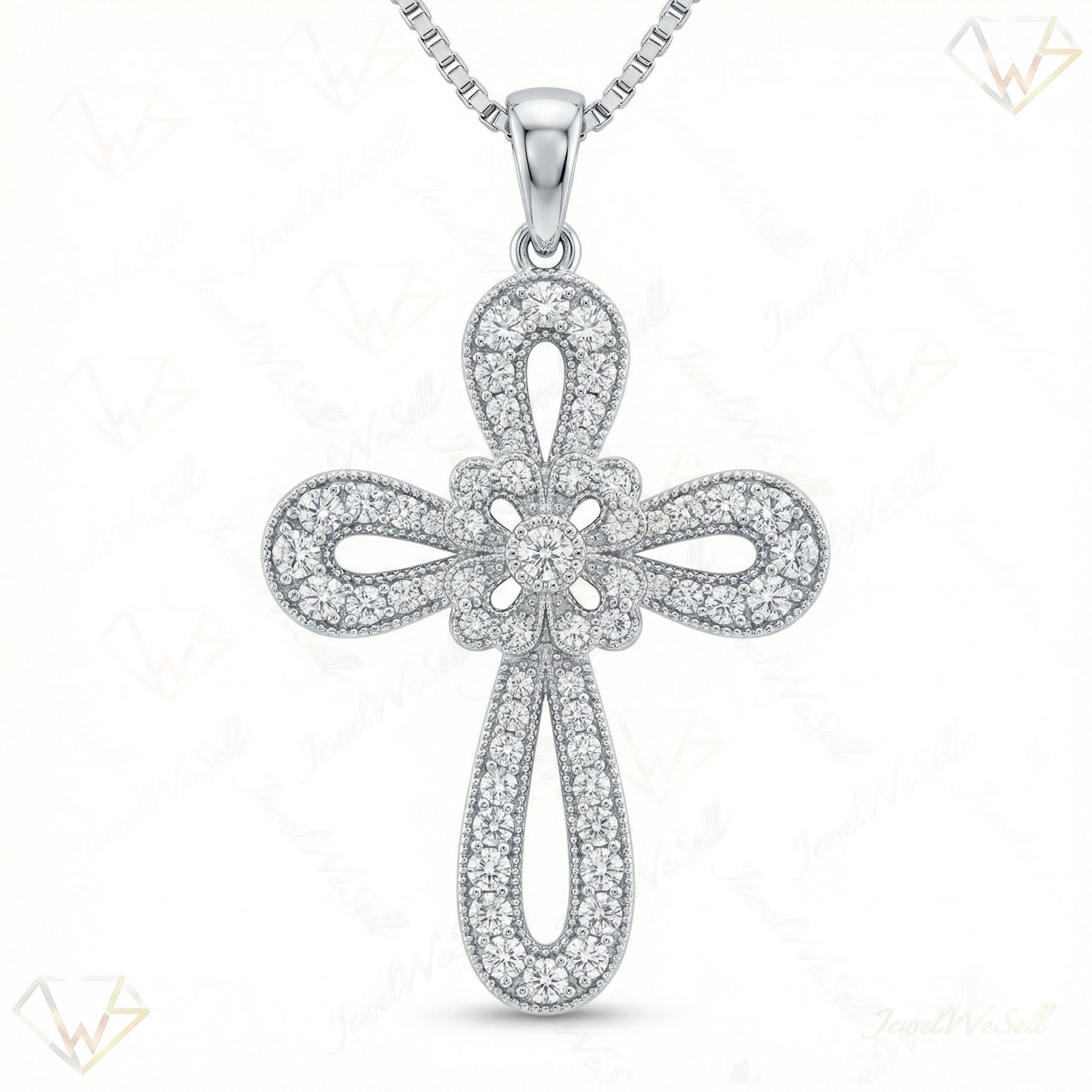 1.66 ct EF VS Lab Grown Diamond Cross Pendant in 14k White Gold 6992
