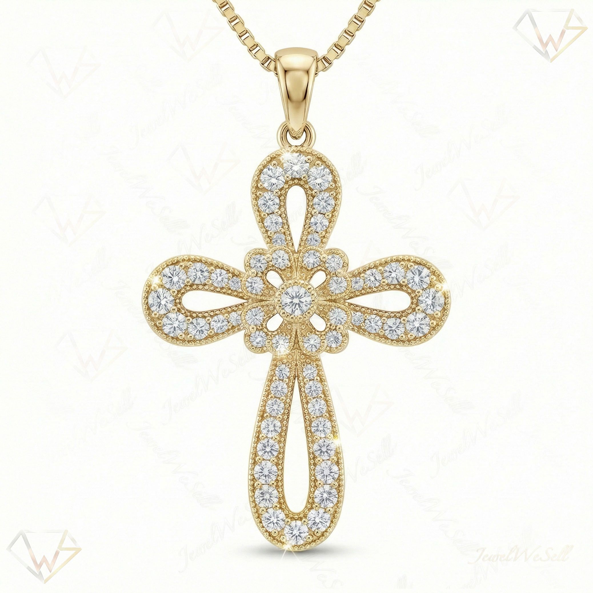 1.66 ct EF VS Lab Grown Diamond Cross Pendant in 10k Yellow Gold 6992