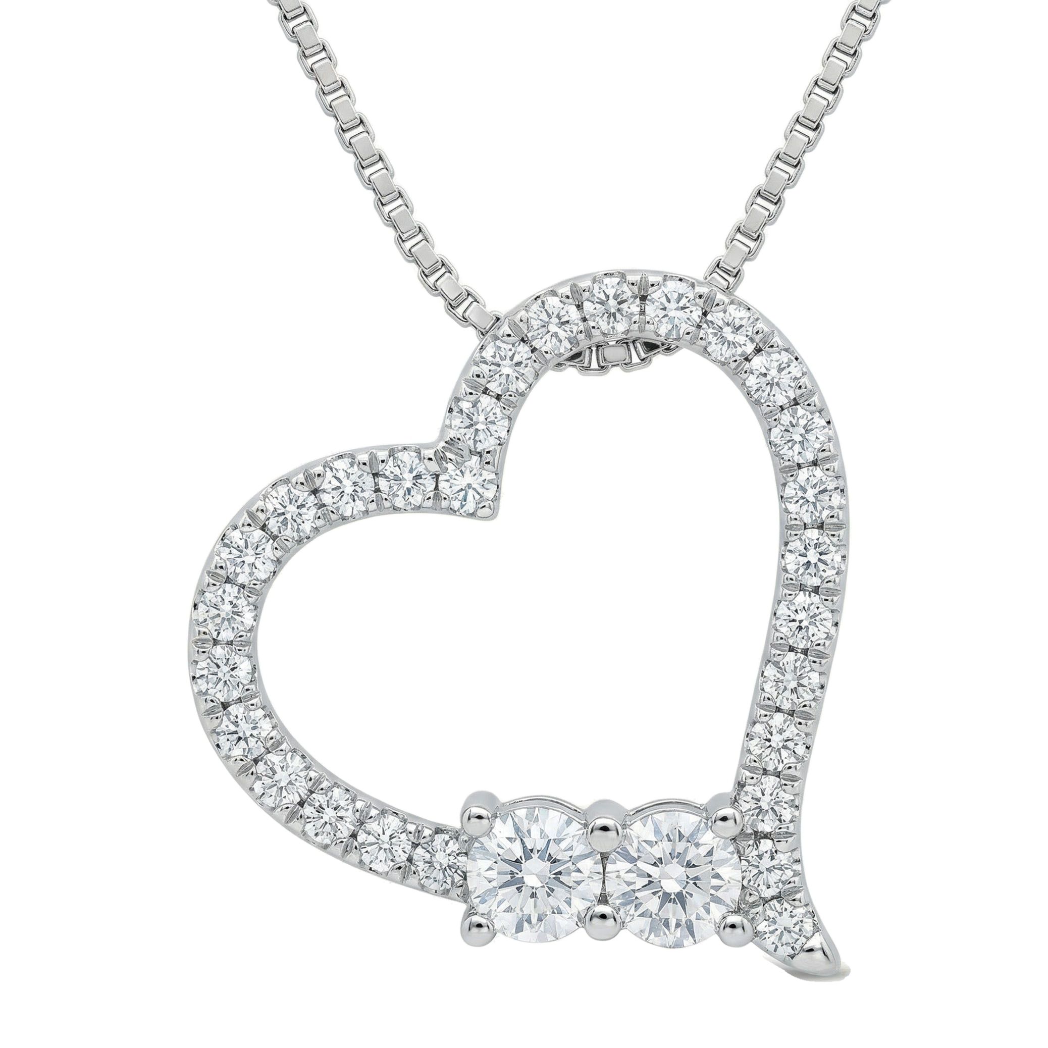 1.00 ct EF VS Lab Grown Diamond Heart Pendant in 14k White Gold 7774