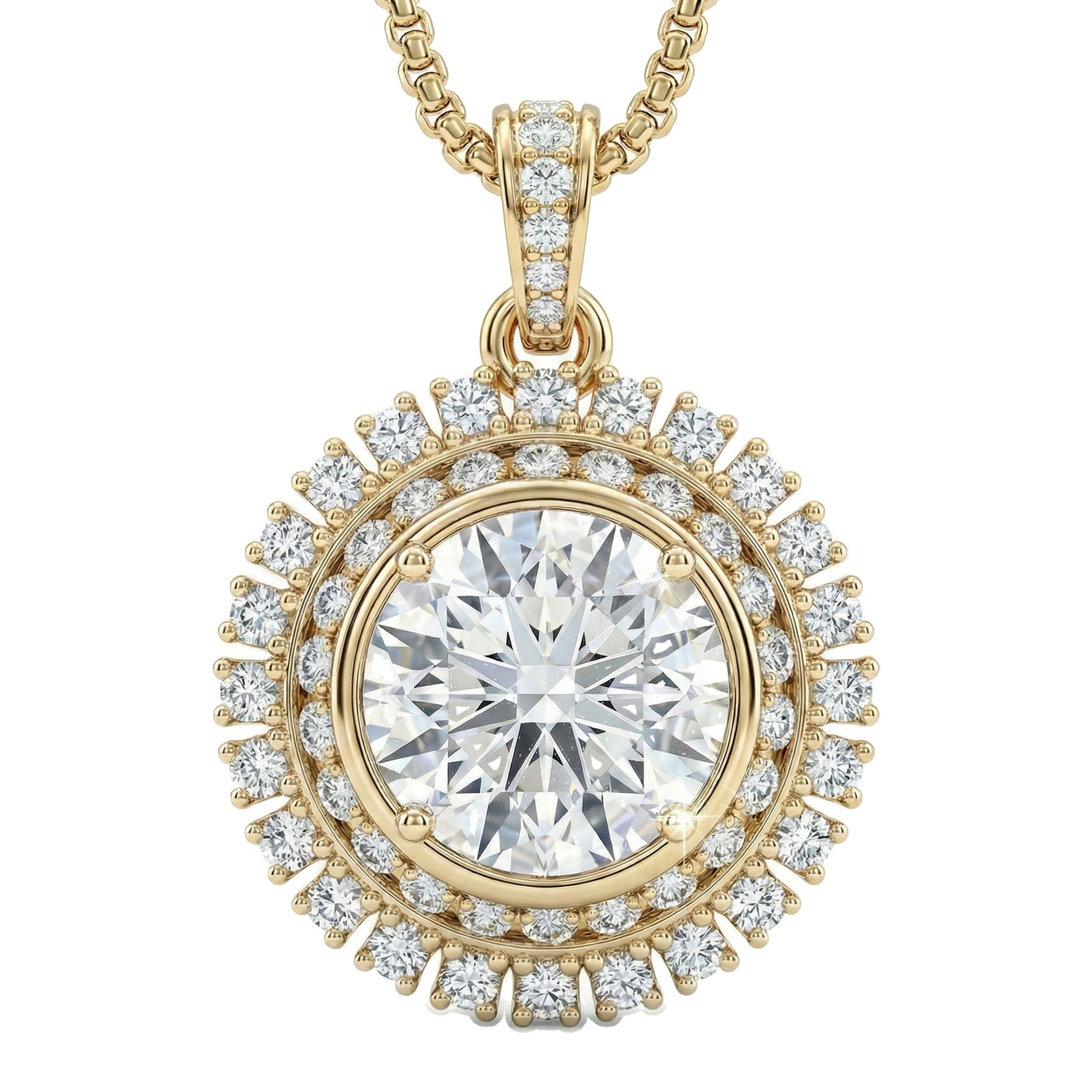 5.00 ct EF VS Lab Grown Diamond Halo Pendant in 10k Yellow Gold 7885