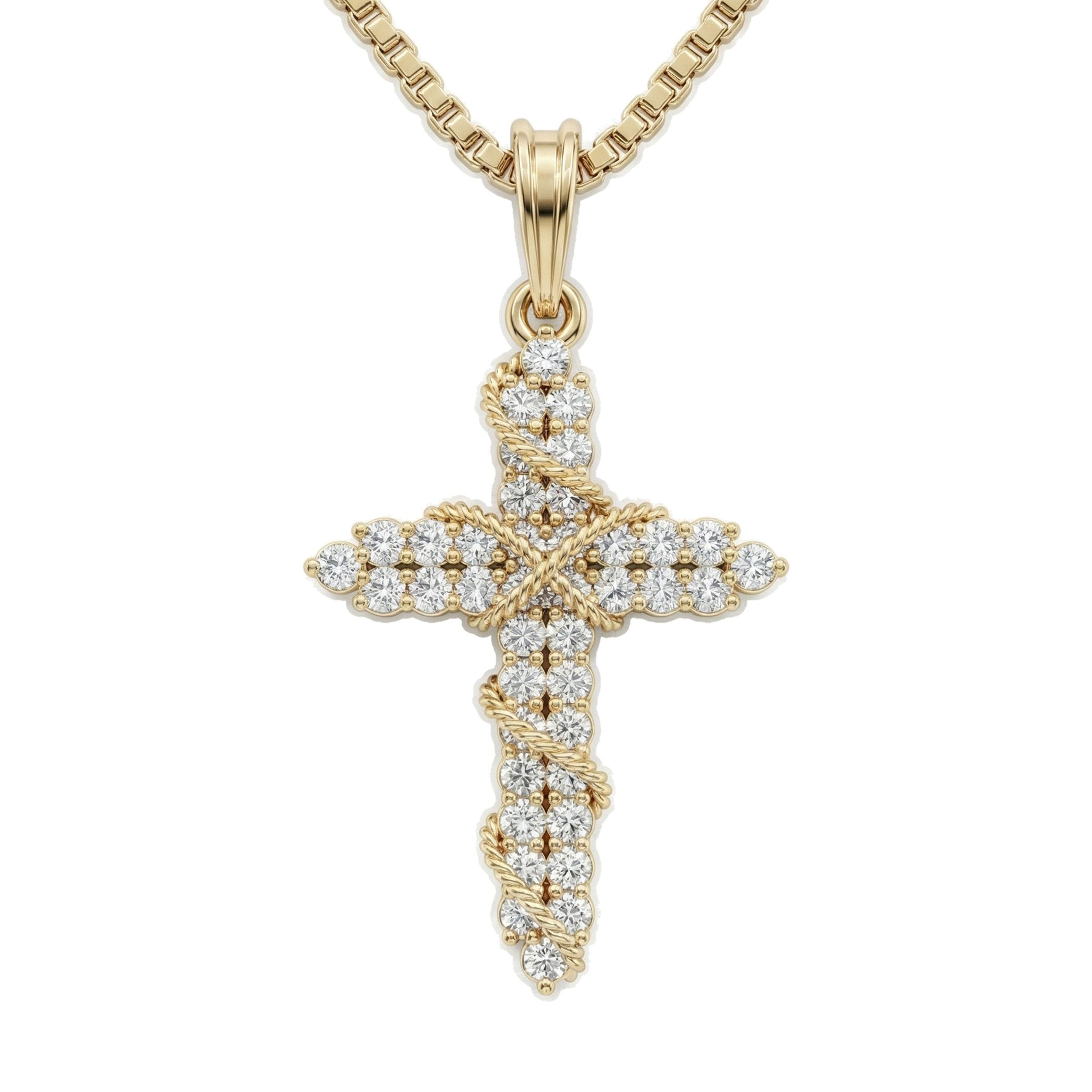 0.50 ct EF VS Lab Grown Diamond Cross Pendant in 10k Yellow Gold 7982