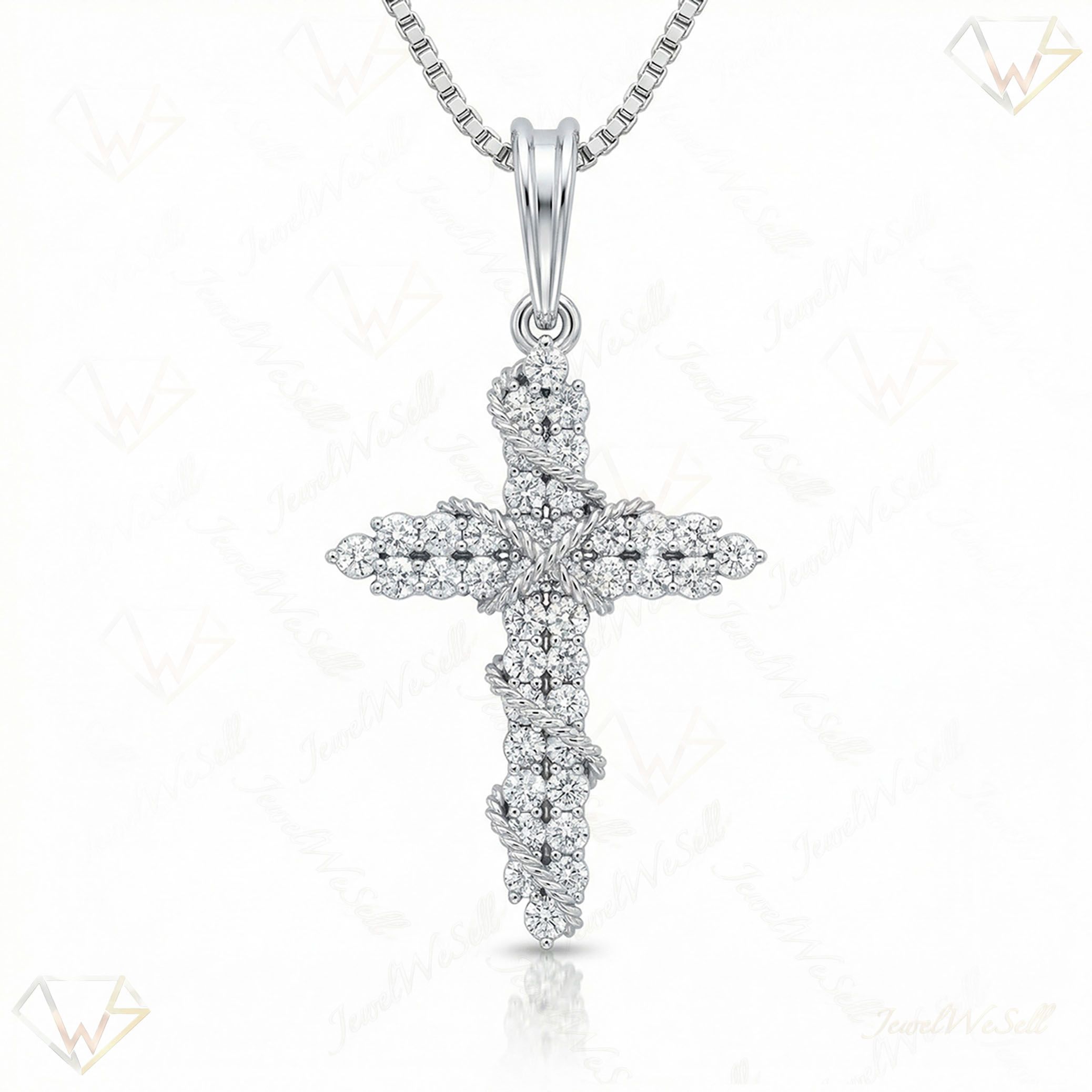 4.50 ct EF VS Lab Grown Diamond Cross Pendant in 14k White Gold 7982