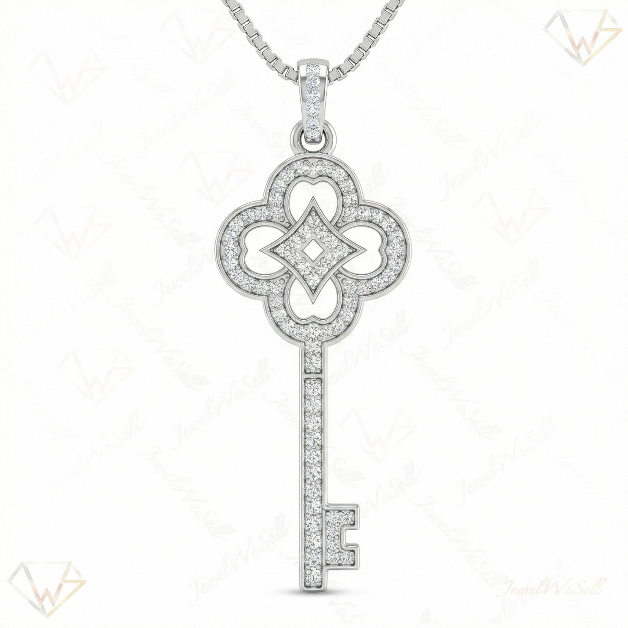 0.60 ct EF VS Lab Grown Diamond Key Pendant in 10k White Gold 8548