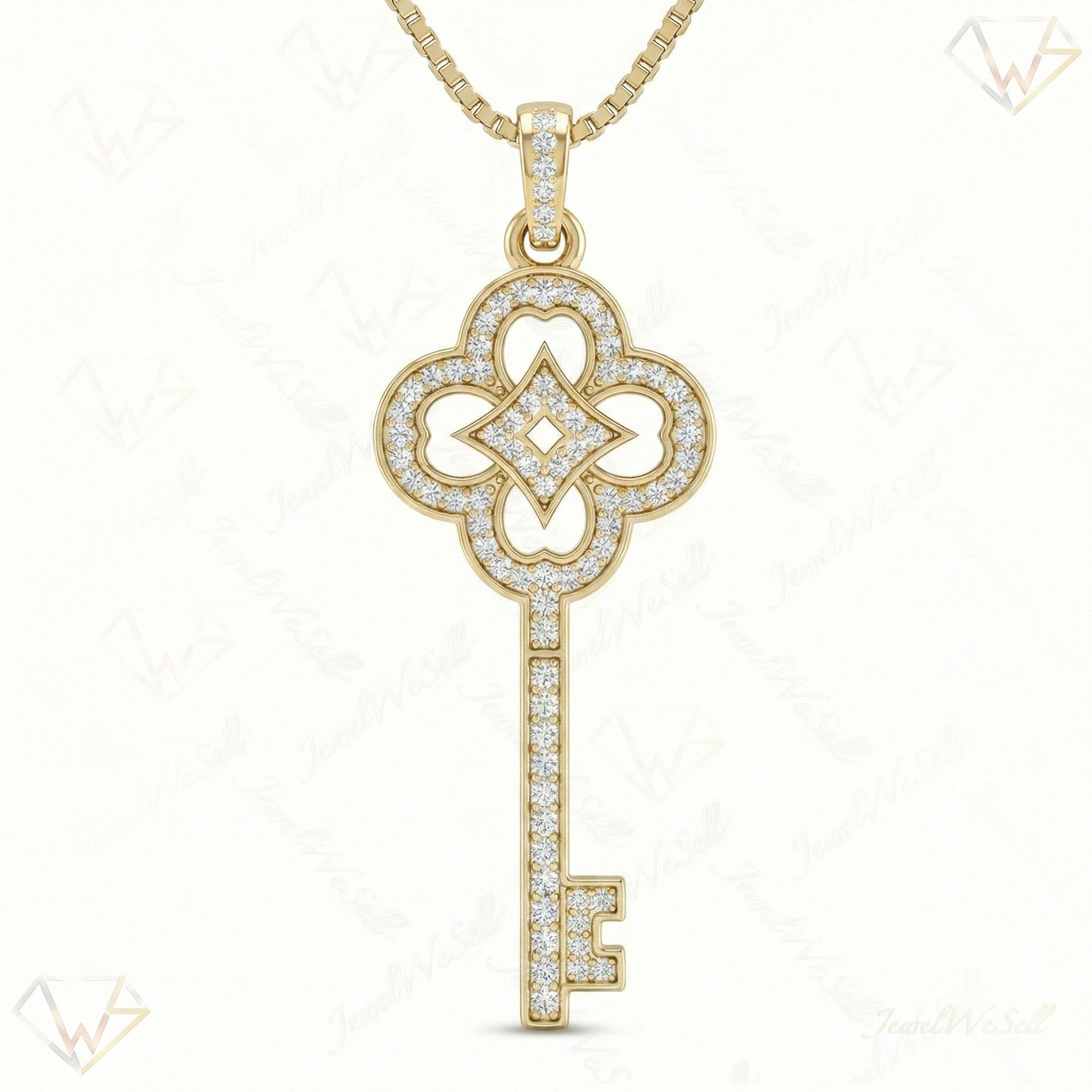 0.60 ct EF VS Lab Grown Diamond Key Pendant in 10k Yellow Gold 8548