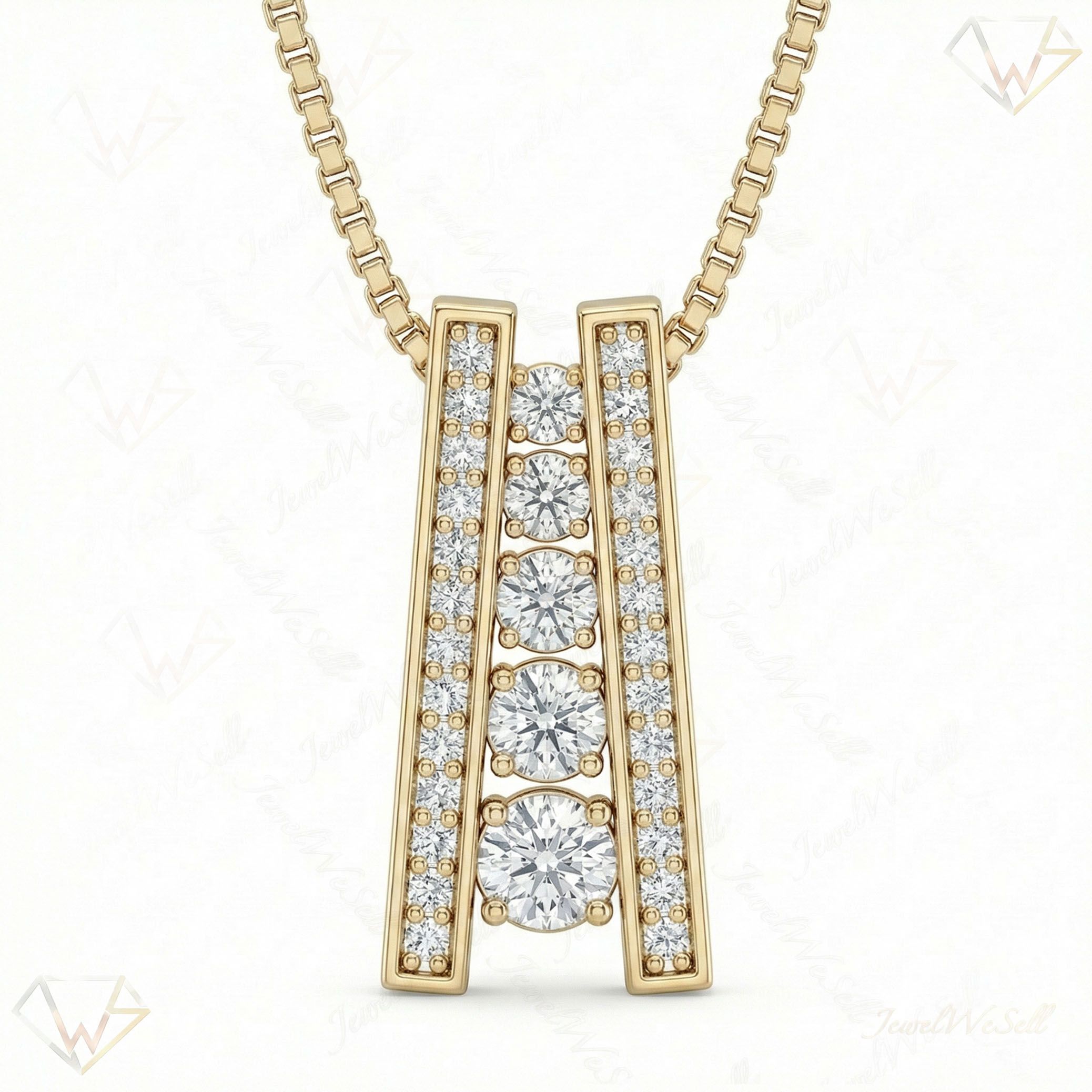1.10 ct EF VS Lab Grown Diamond Journey Pendant in 10k Yellow Gold 8937