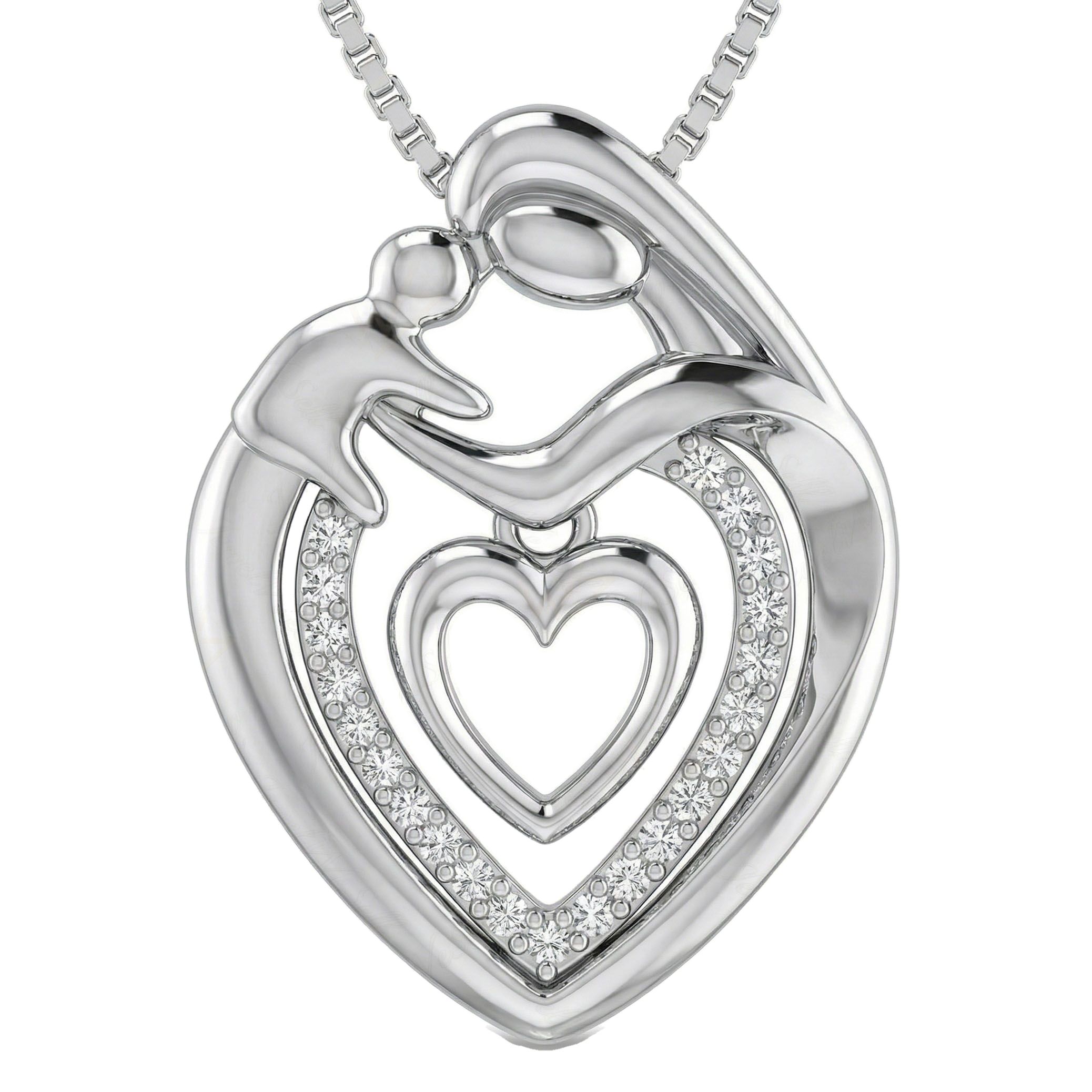 0.10 ct EF VS Moissanite Mom Pendant in 925 Sterling Silver 9300