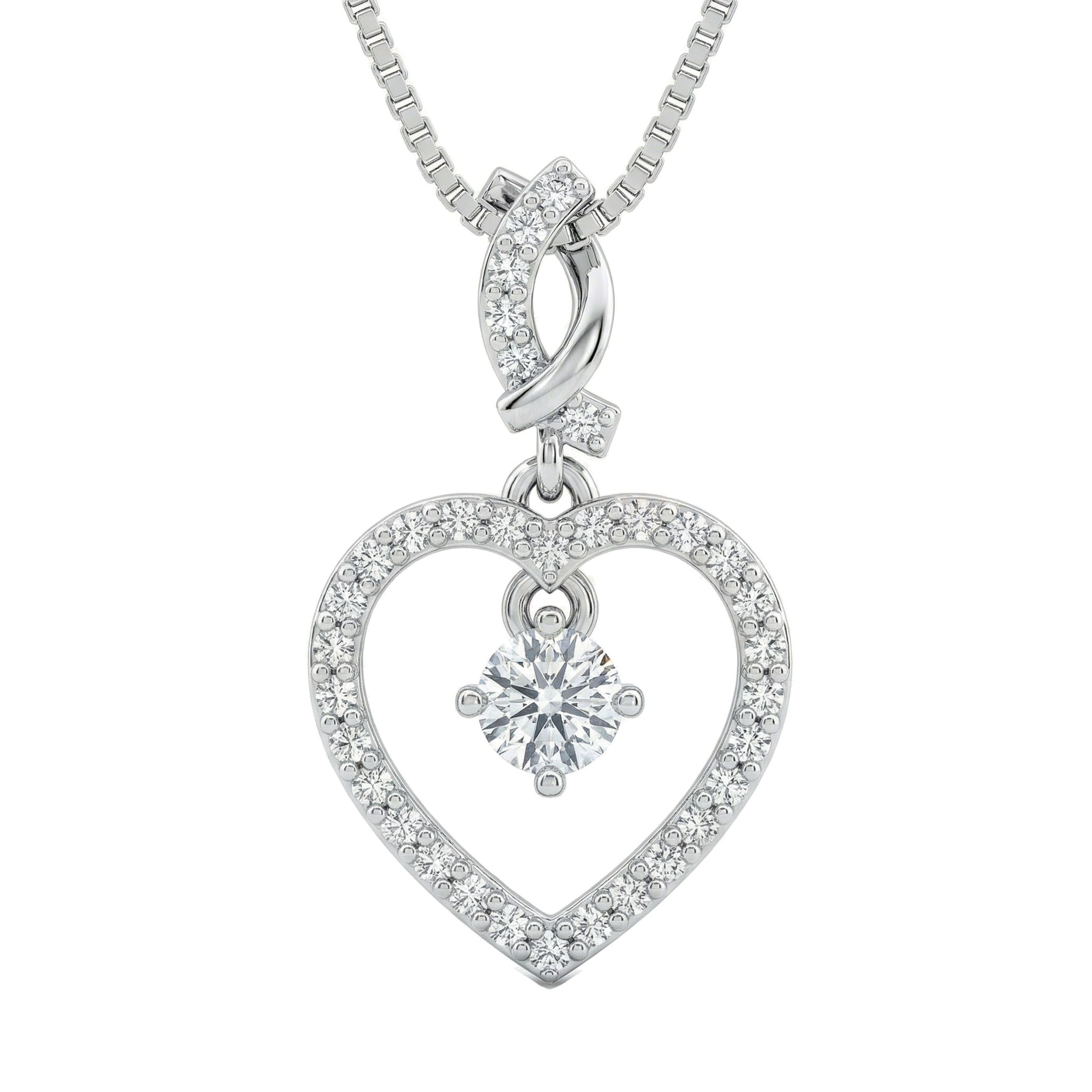 0.60 ct EF VS Lab Grown Diamond Heart Pendant in 14k White Gold 9367