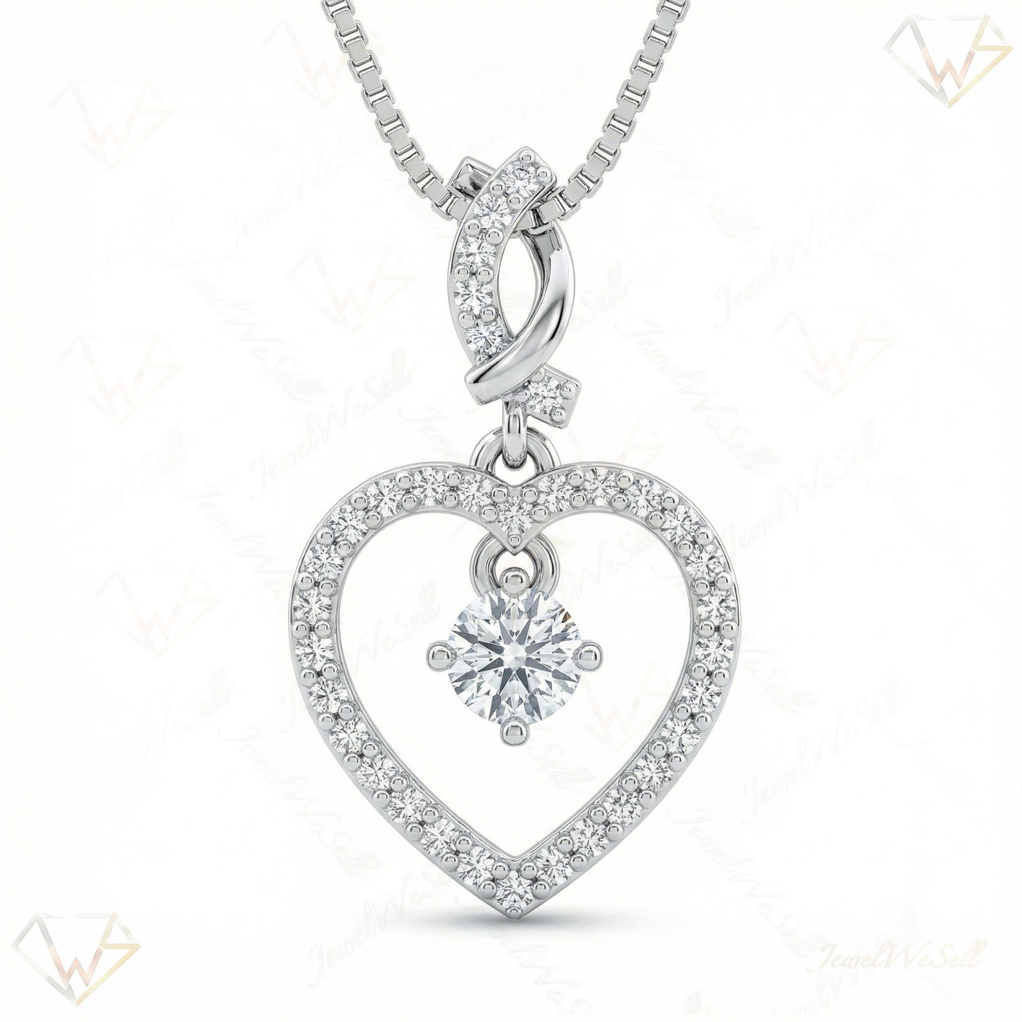 0.60 ct EF VS Lab Grown Diamond Heart Pendant in 10k White Gold 9367
