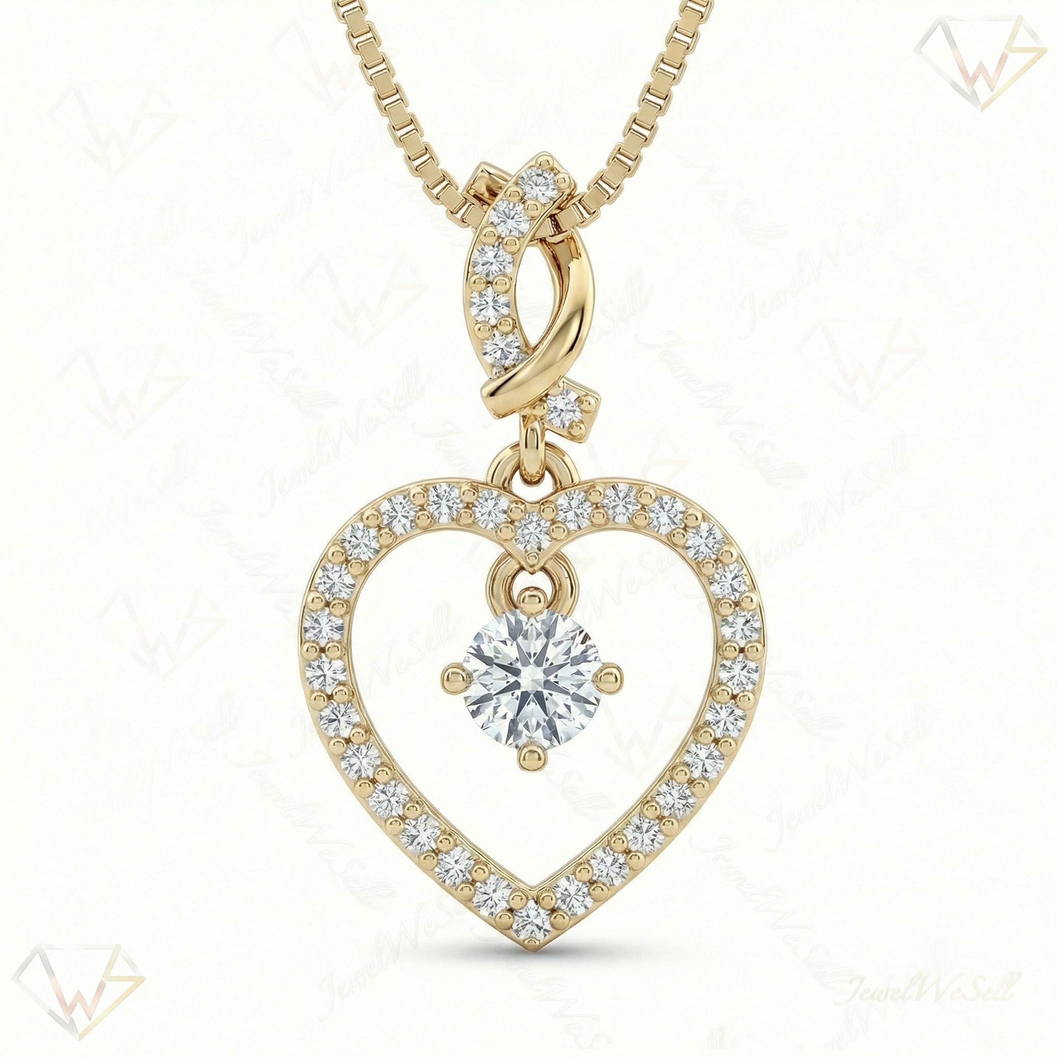 0.60 ct EF VS Lab Grown Diamond Heart Pendant in 14k Yellow Gold 9367
