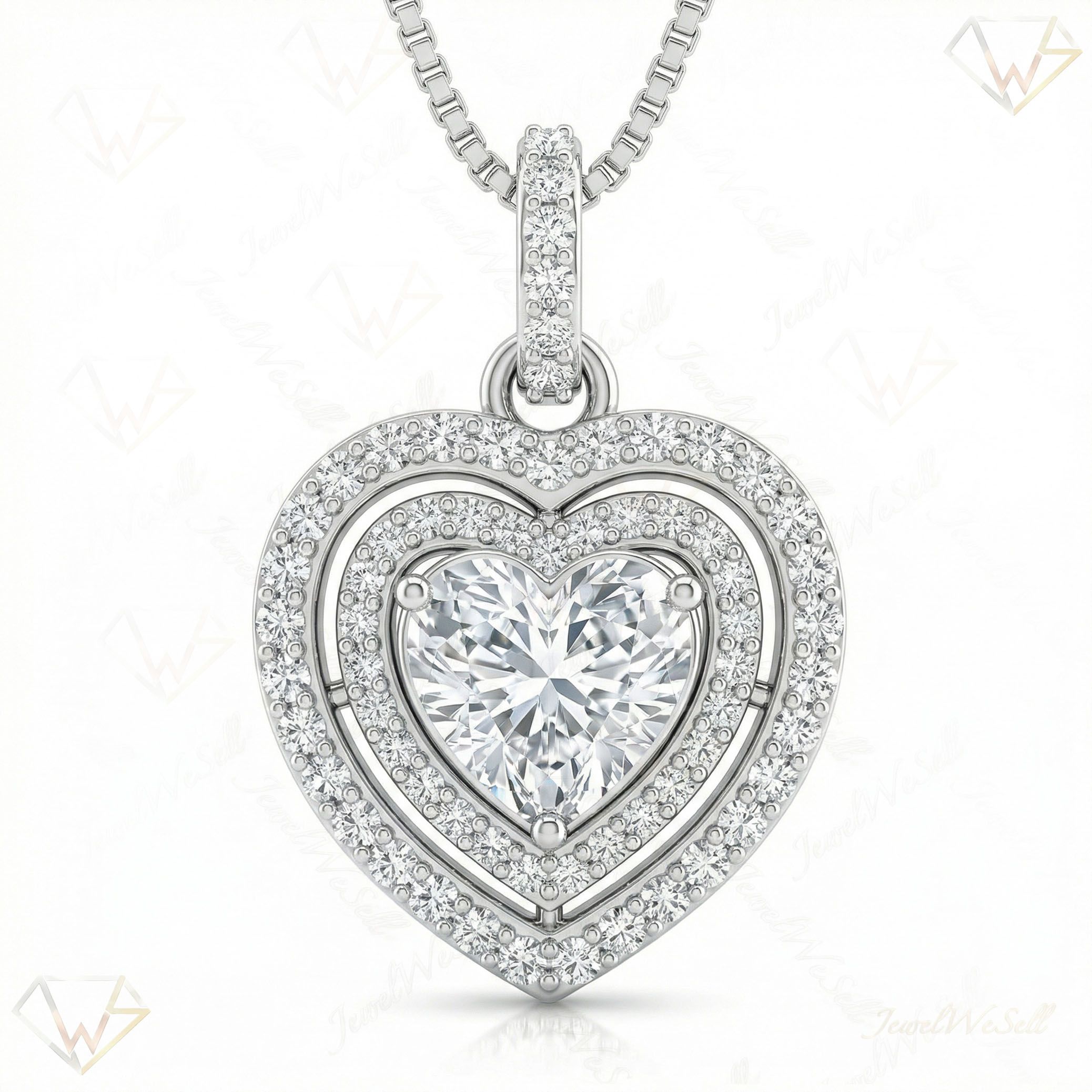 2.50 ct EF VS Lab Grown Diamond Heart Pendant in 14k White Gold 9811