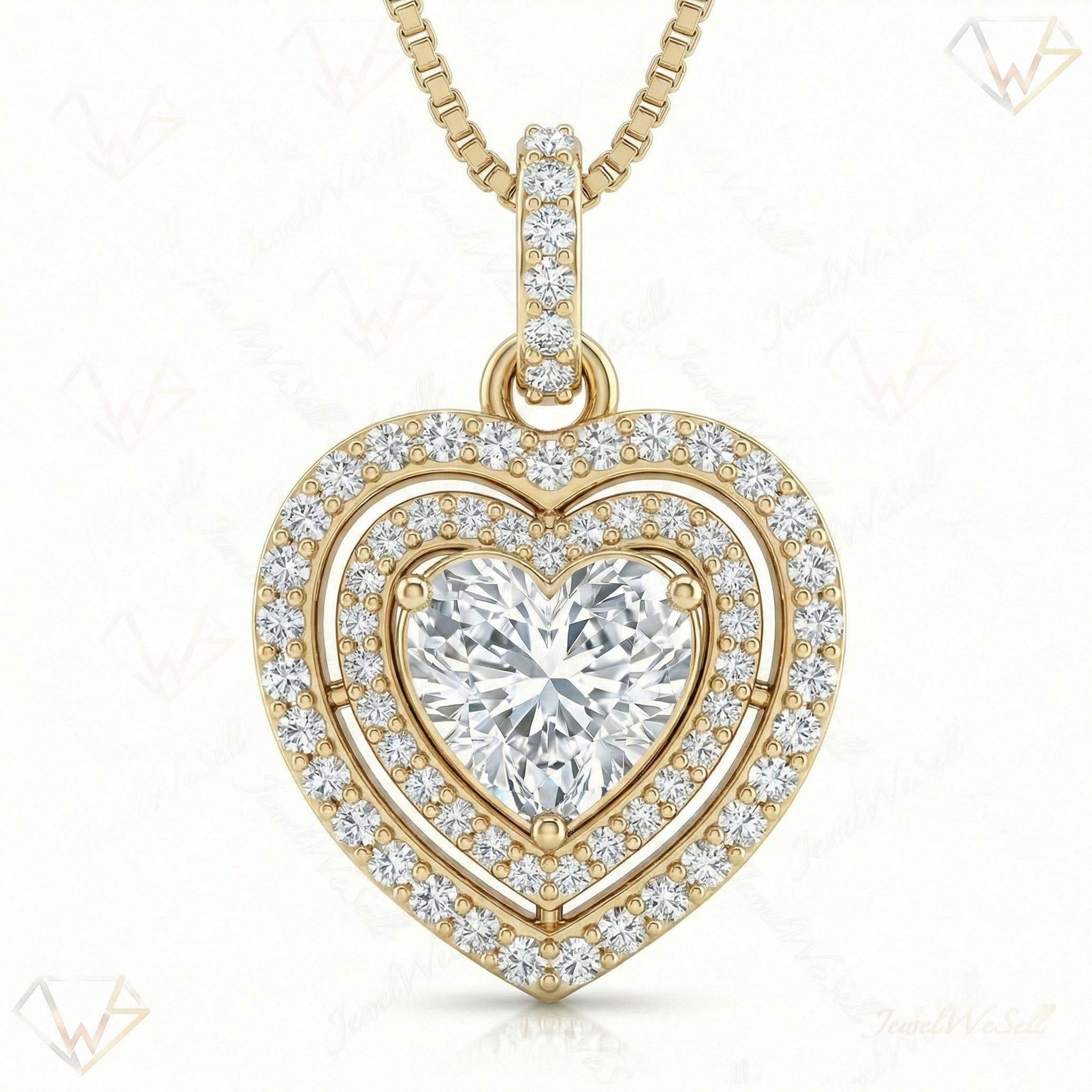 2.50 ct EF VS Lab Grown Diamond Heart Pendant in 14k Yellow Gold 9811