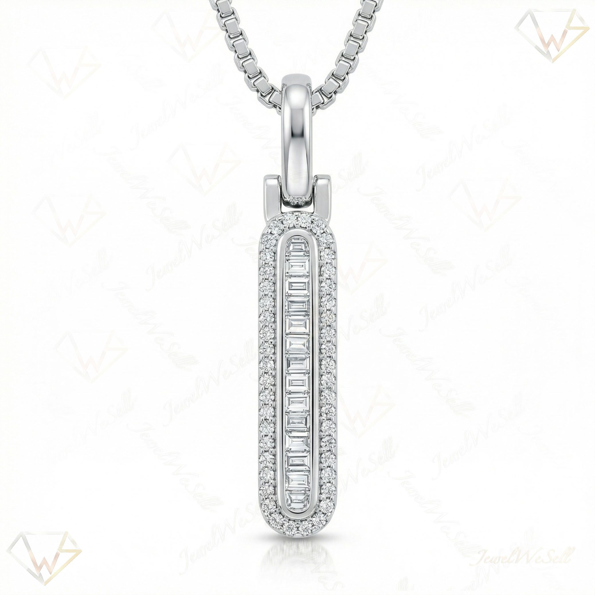 0.33 Ct EF VS Lab Grown Diamond I Micro Border Baguette Initial Pendant in 14k White Gold 701905