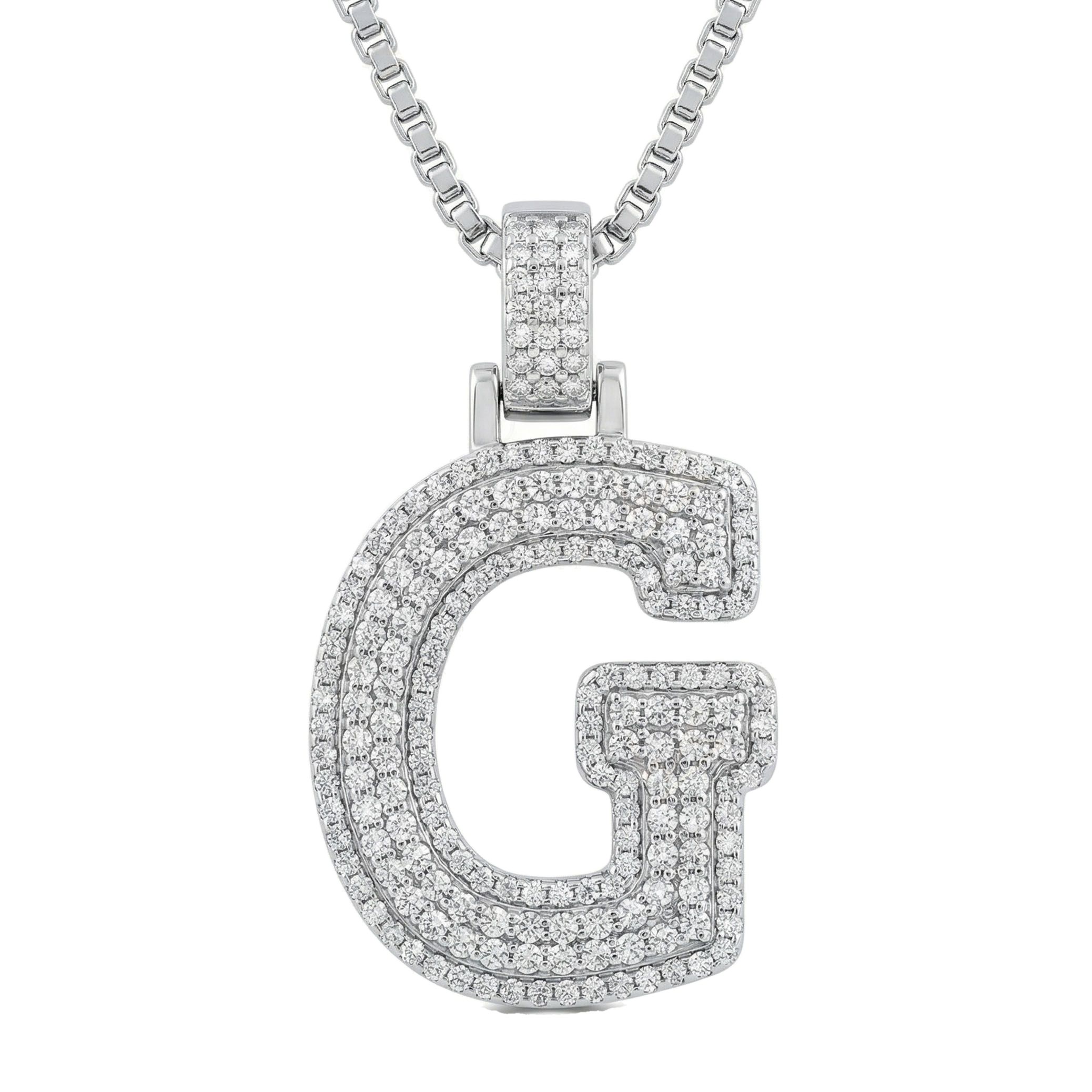 3.10 Ct EF VS Moissanite G 2 Layer Pave 3D Initial Pendant in 925 Sterling Silver 702101
