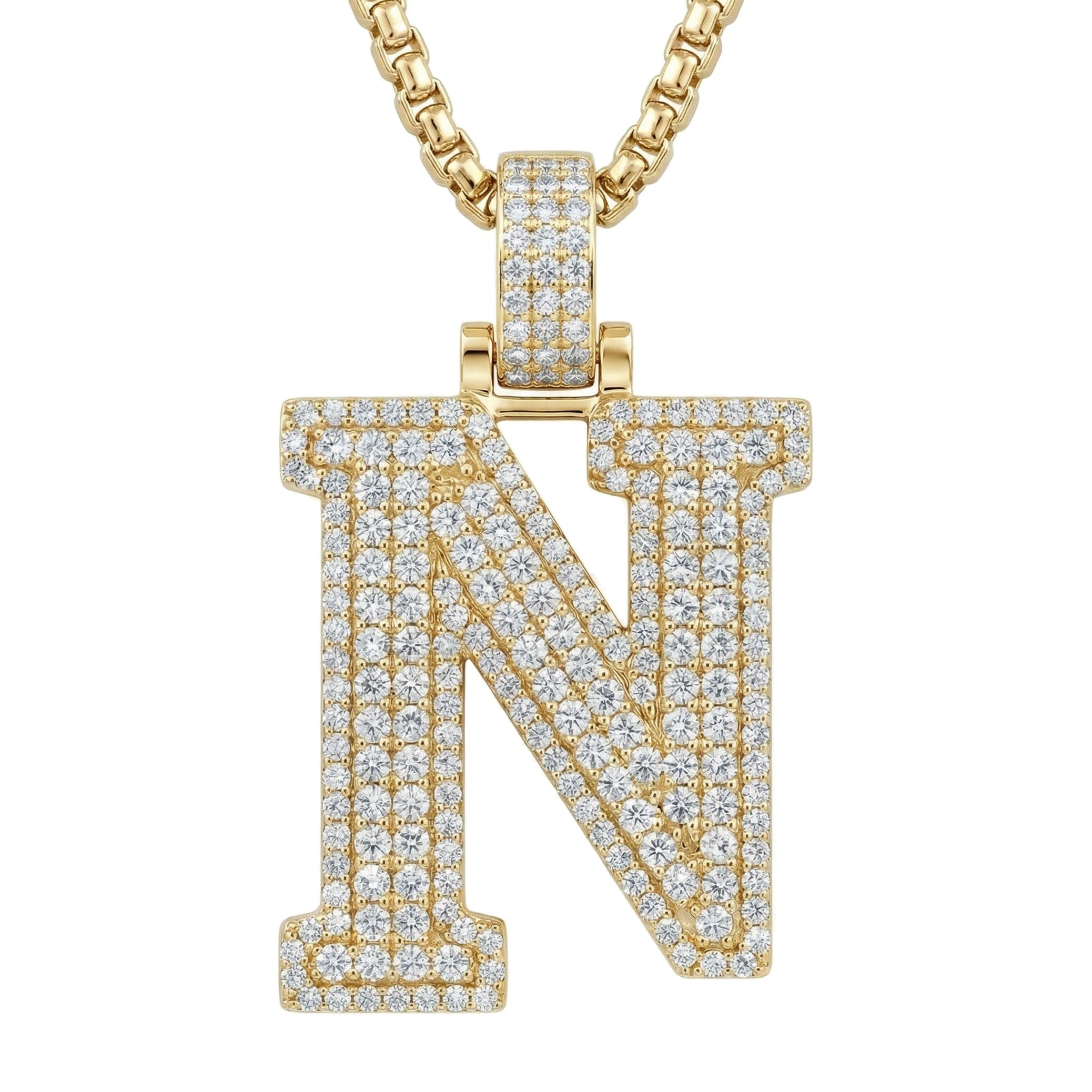 3.30 Ct EF VS Lab Grown Diamond N 2 Layer Pave 3D Initial Pendant in 10k Yellow Gold 702108