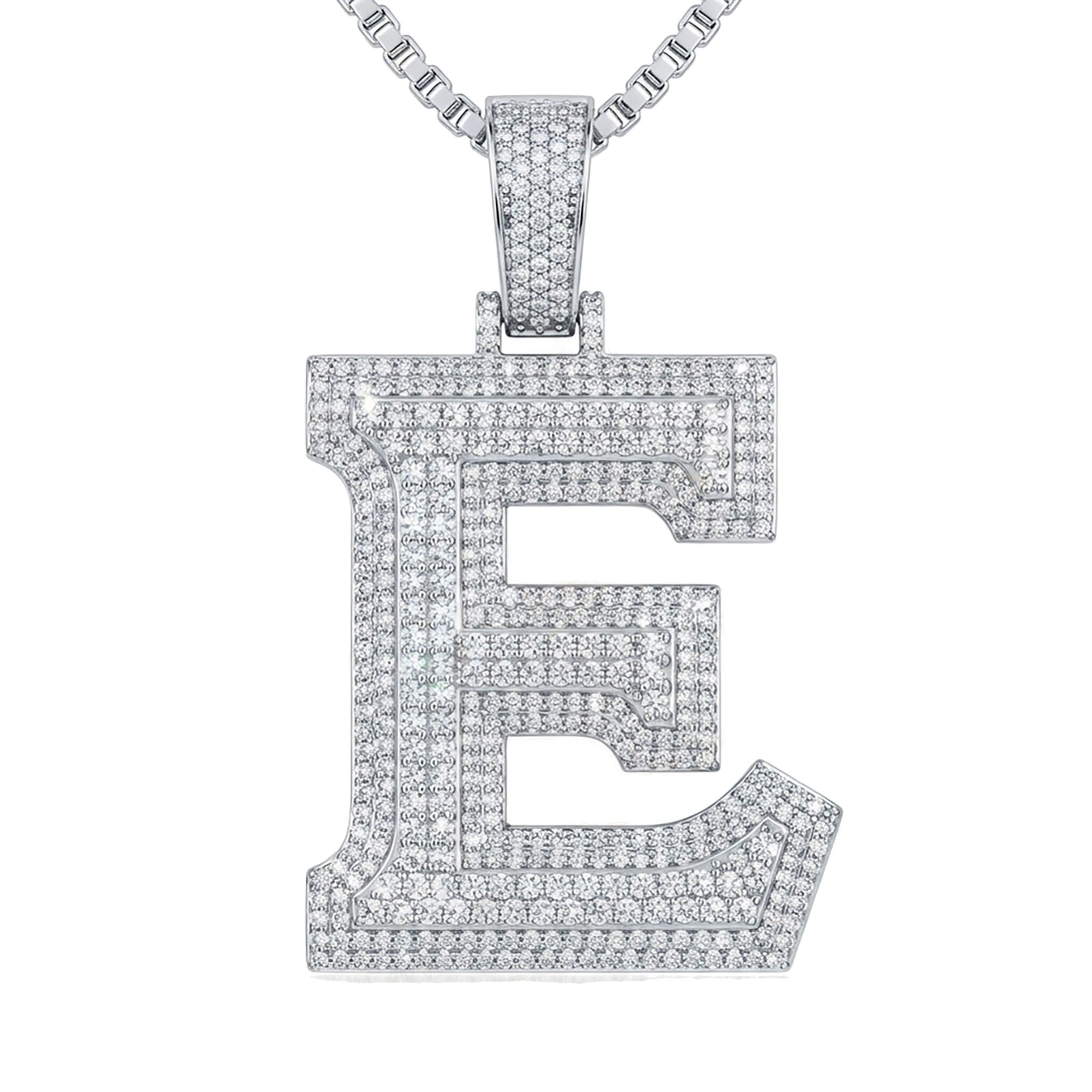 4.70 Ct EF VS Lab Grown Diamond E Double Row 3D Initial Pendant in 10k White Gold 702125