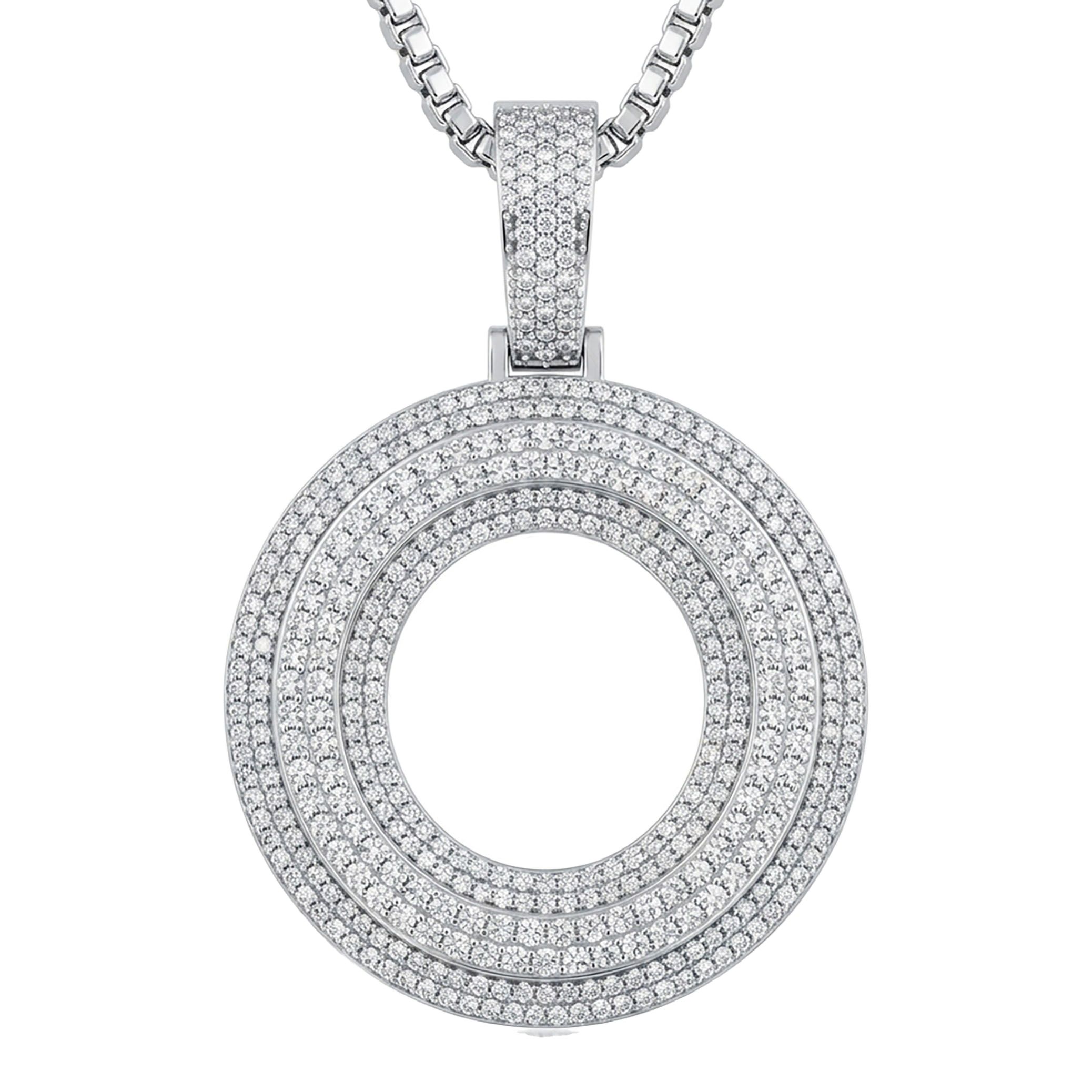 4.45 Ct EF VS Lab Grown Diamond O Double Row 3D Initial Pendant in 10k White Gold 702135