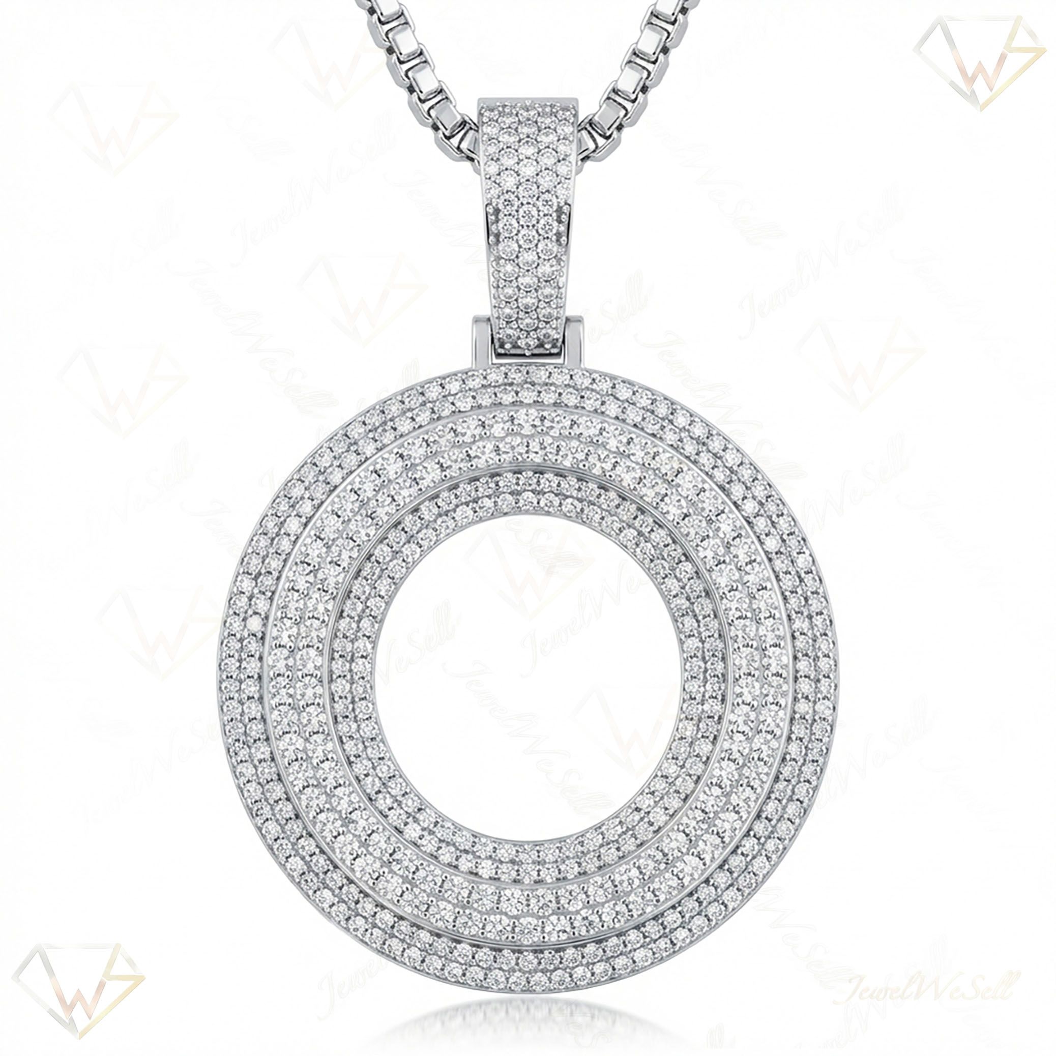 4.45 Ct EF VS Moissanite O Double Row 3D Initial Pendant in 925 Sterling Silver 702135