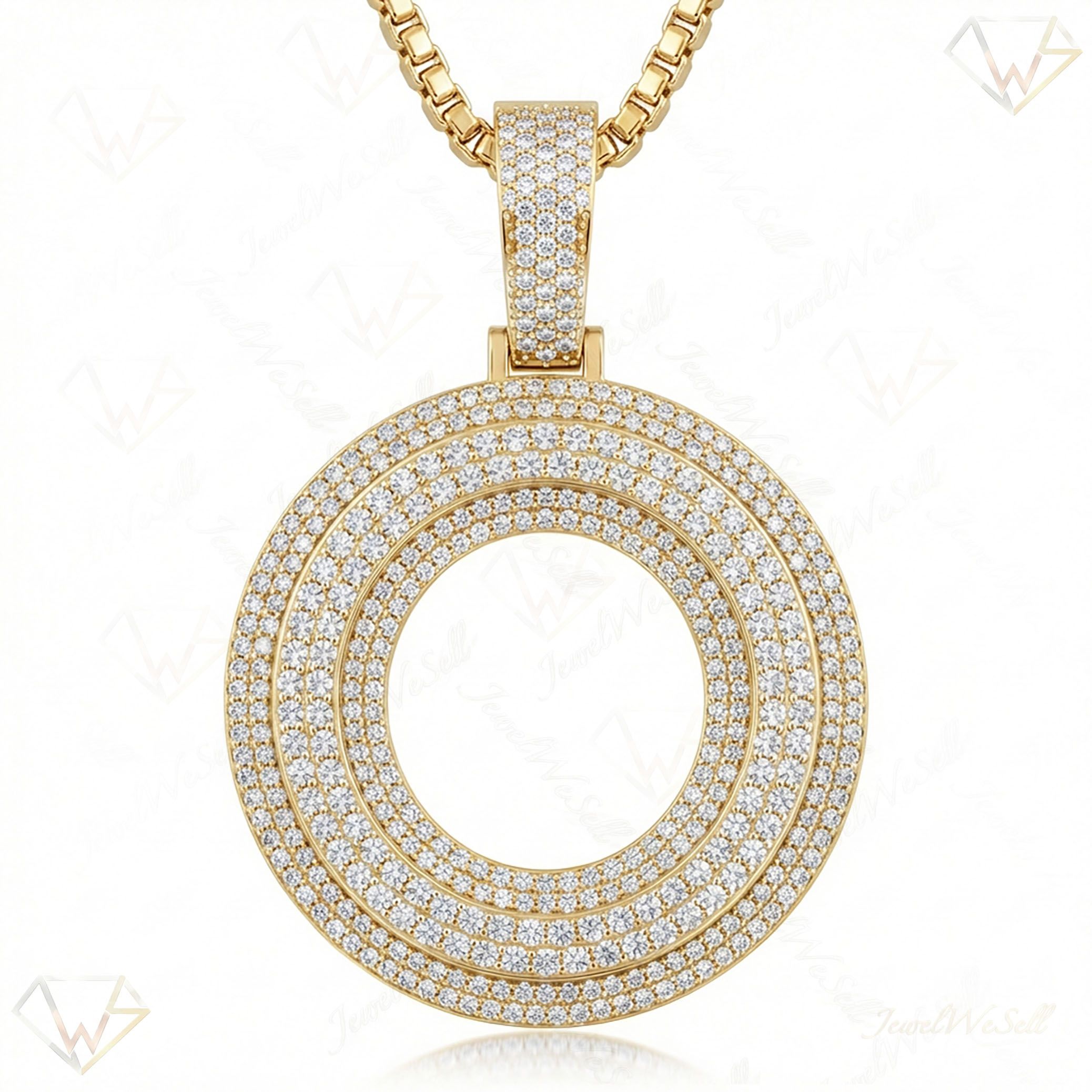 4.45 Ct EF VS Lab Grown Diamond O Double Row 3D Initial Pendant in 10k Yellow Gold 702135