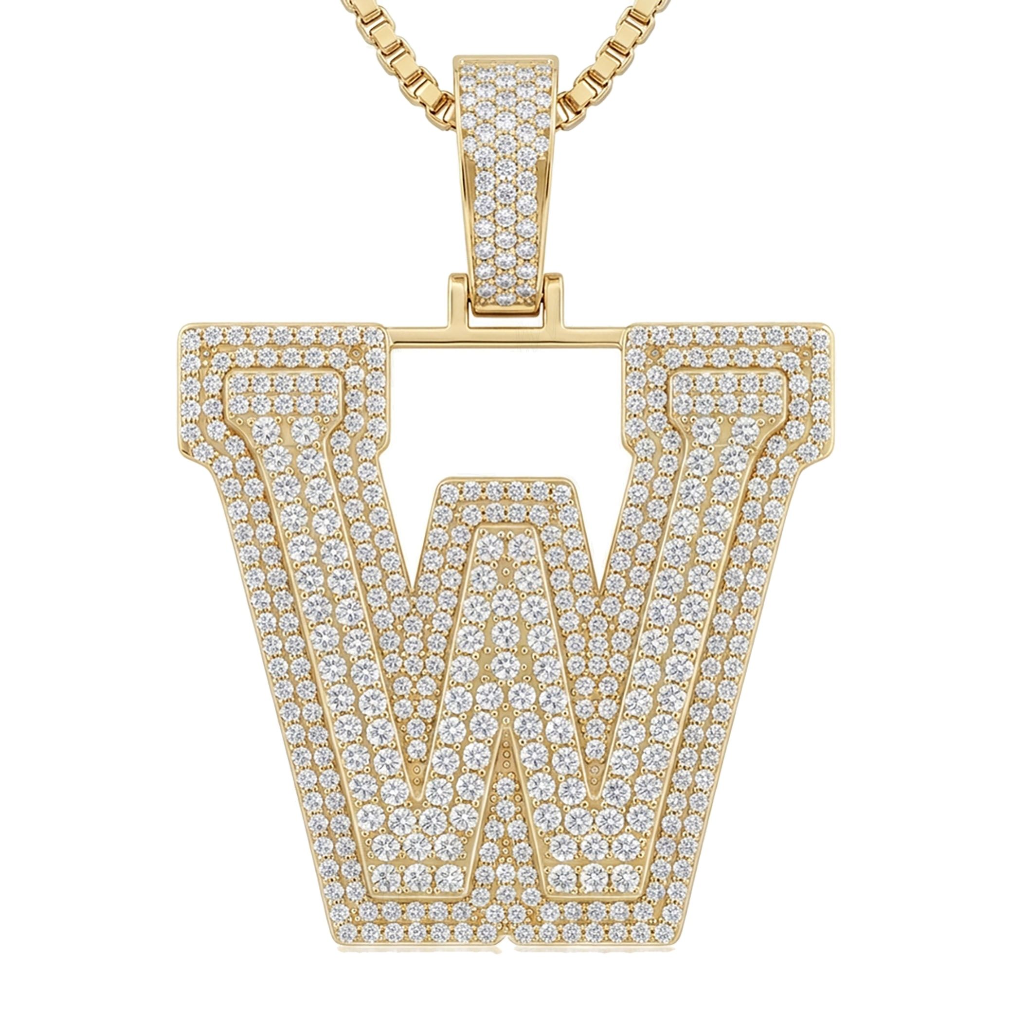 4.50 Ct EF VS Lab Grown Diamond W Double Row 3D Initial Pendant in 10k Yellow Gold 702143