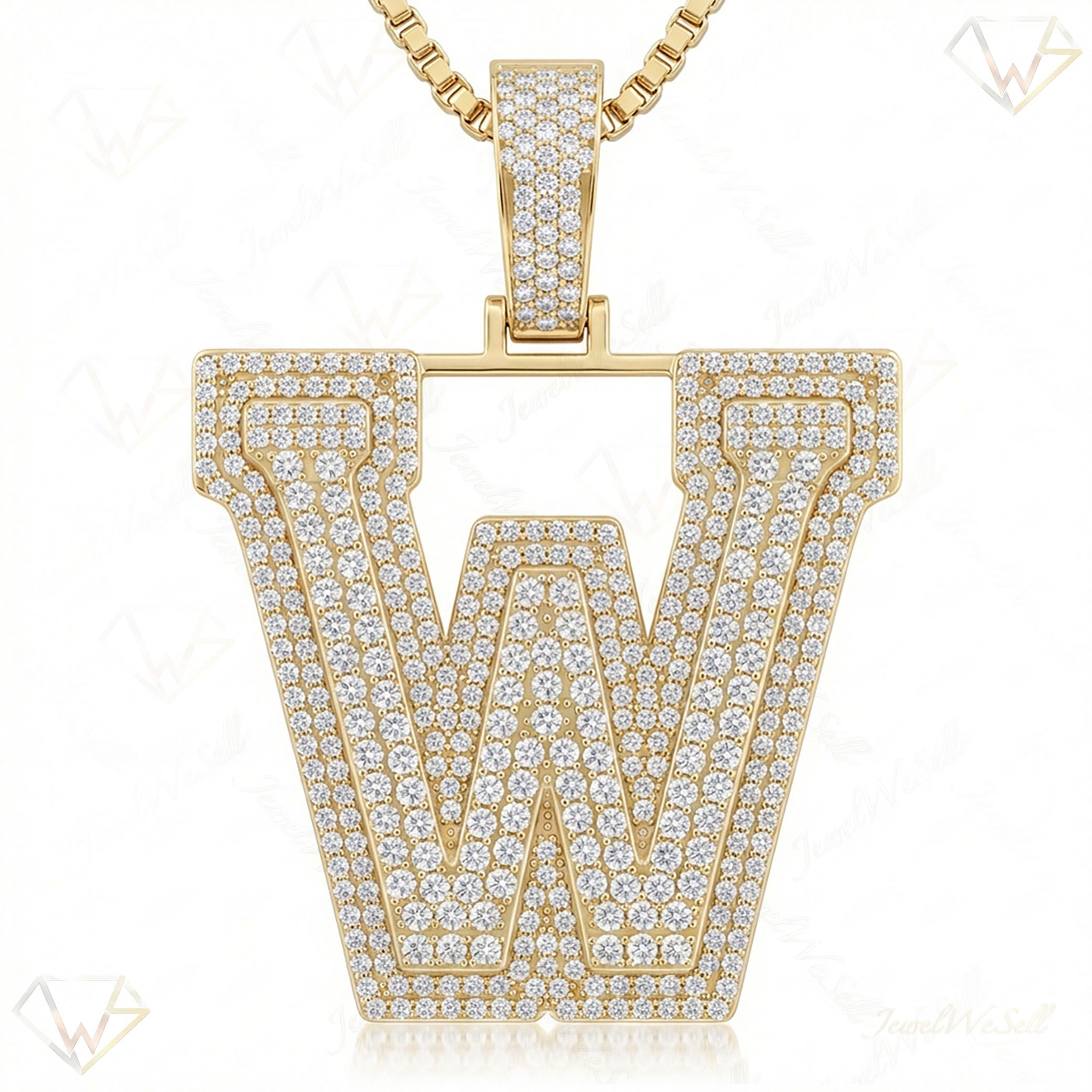 4.50 Ct EF VS Lab Grown Diamond W Double Row 3D Initial Pendant in 14k Yellow Gold 702143