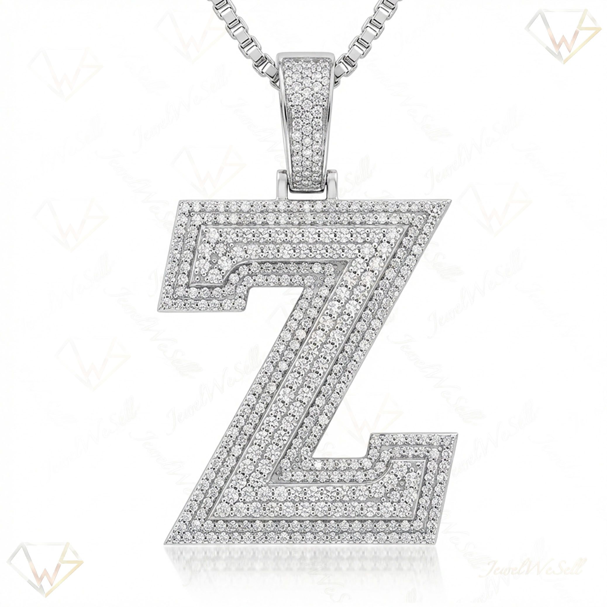3.90 Ct EF VS Lab Grown Diamond Z Double Row 3D Initial Pendant in 10k White Gold 702146
