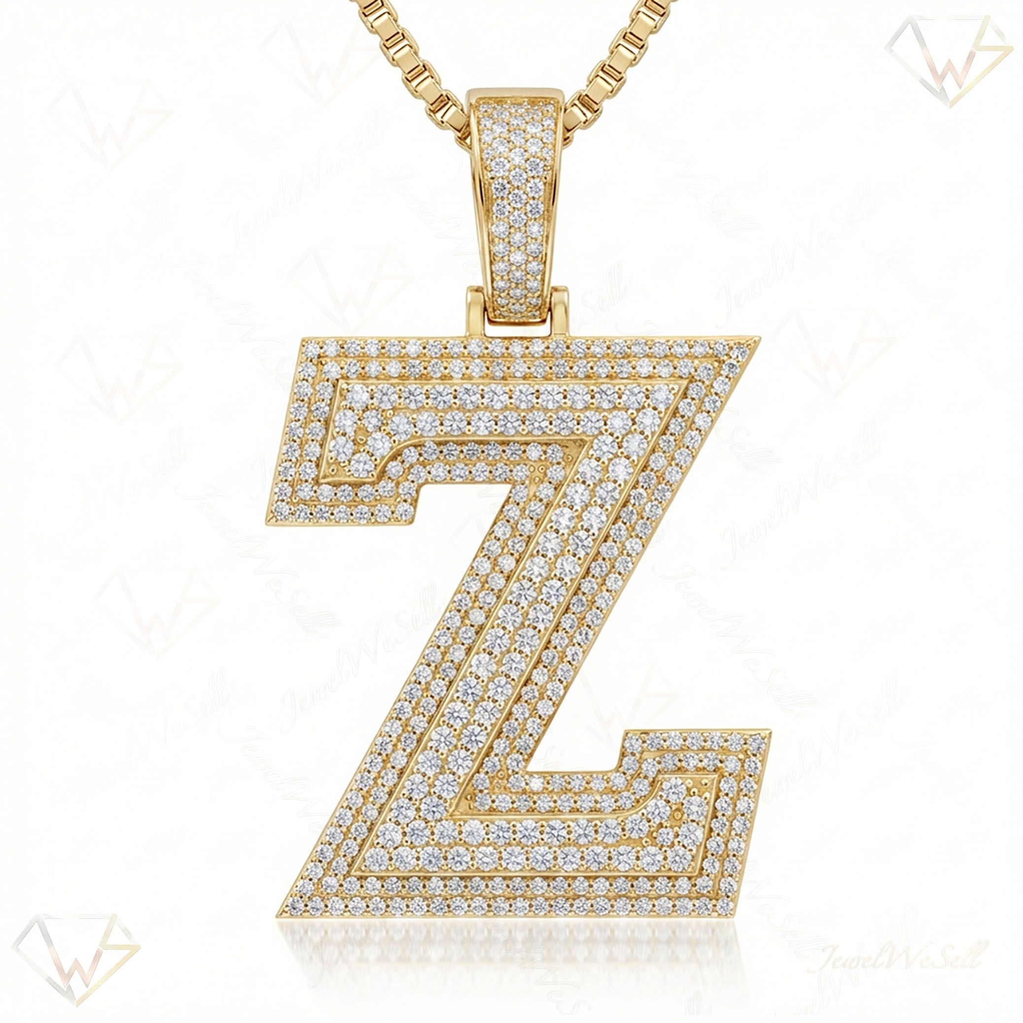 3.90 Ct EF VS Lab Grown Diamond Z Double Row 3D Initial Pendant in 10k Yellow Gold 702146
