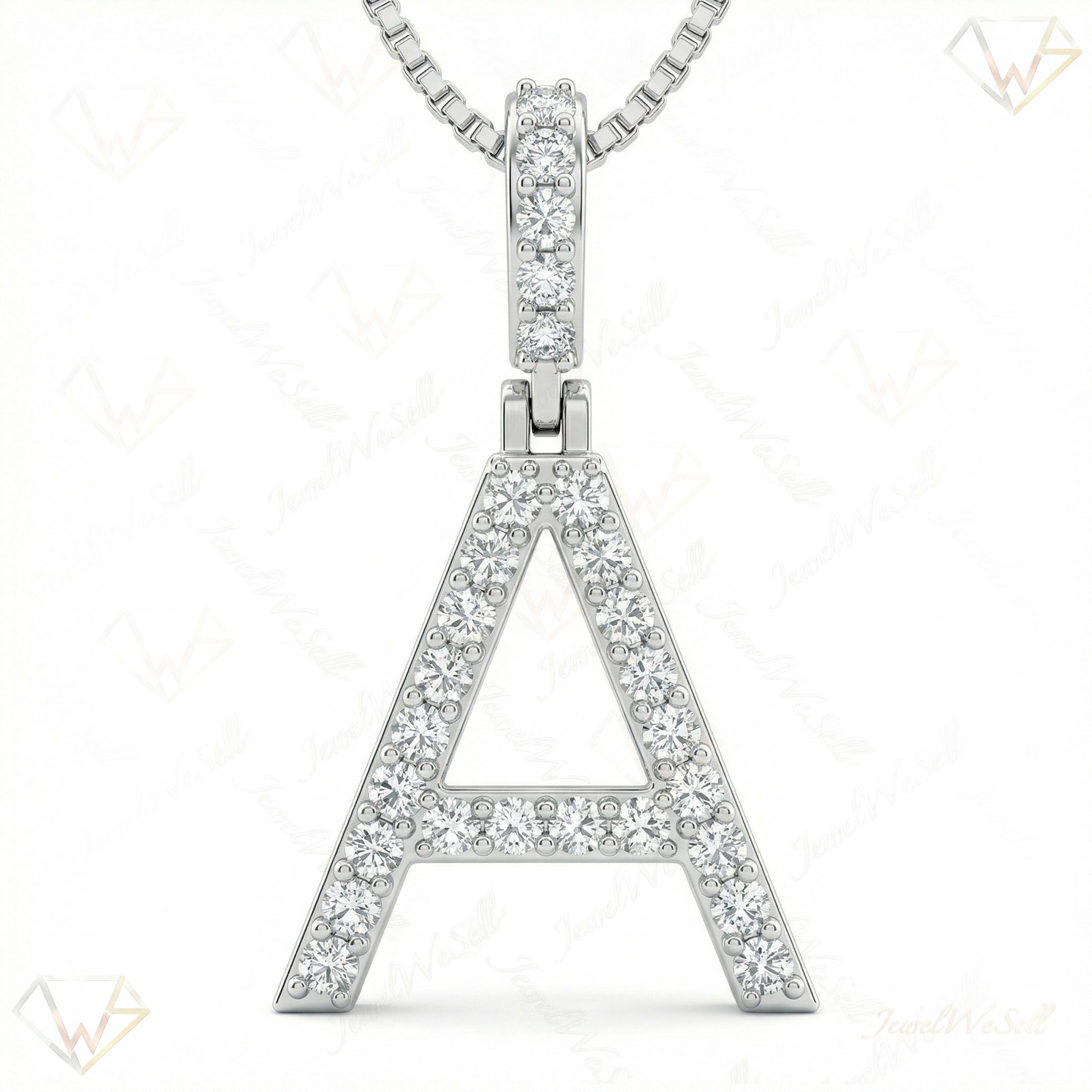 0.45 Ct EF VS Moissanite A Classic Single Row Initial Pendant in 925 Sterling Silver 702547