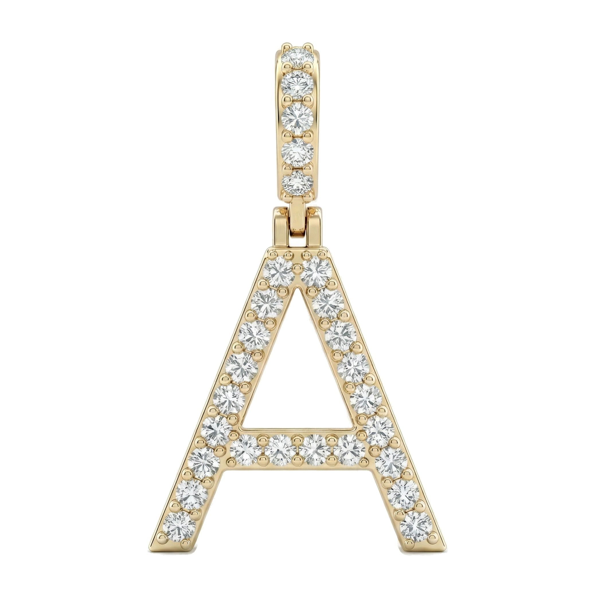 0.45 Ct EF VS Lab Grown Diamond A Classic Single Row Initial Pendant in 14k Yellow Gold 702547