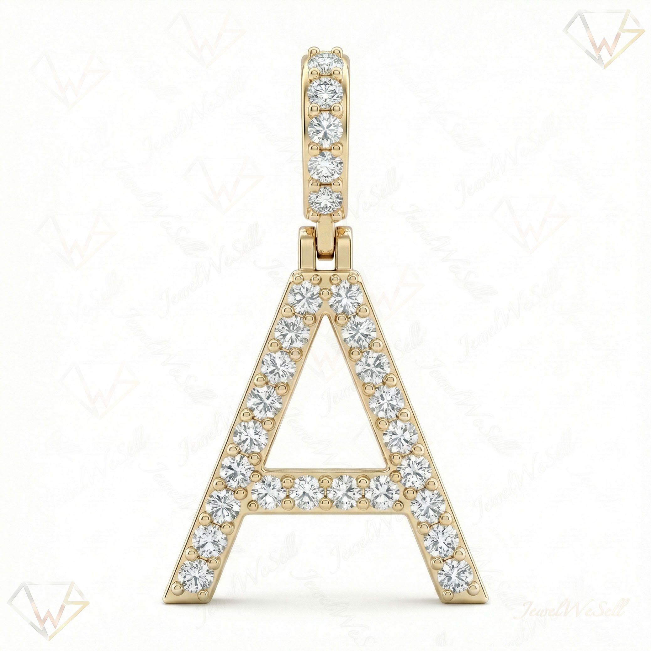 0.45 Ct EF VS Lab Grown Diamond A Classic Single Row Initial Pendant in 10k Yellow Gold 702547