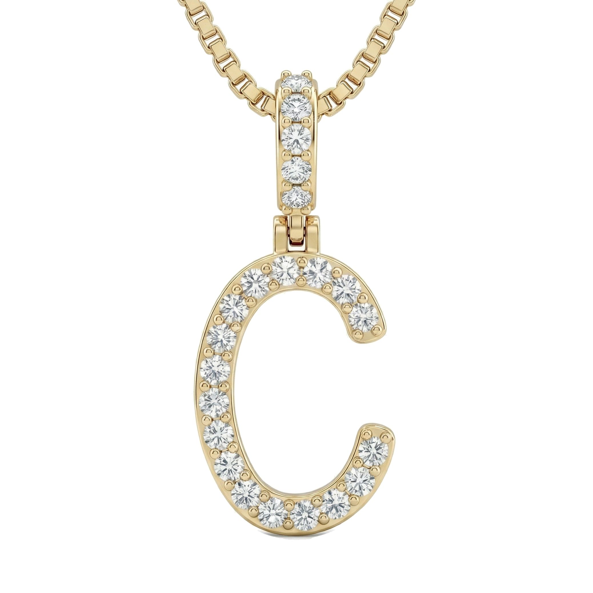 0.35 Ct EF VS Lab Grown Diamond C Classic Single Row Initial Pendant in 14k Yellow Gold 702549