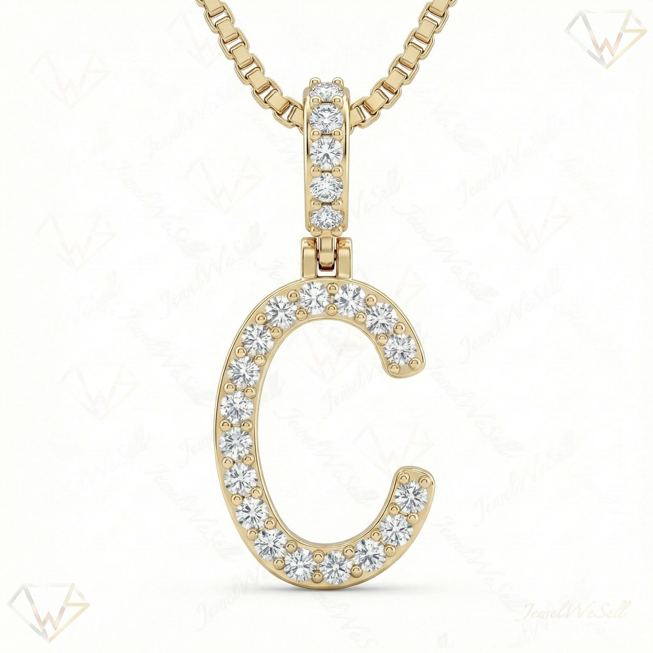 0.35 Ct EF VS Lab Grown Diamond C Classic Single Row Initial Pendant in 10k Yellow Gold 702549