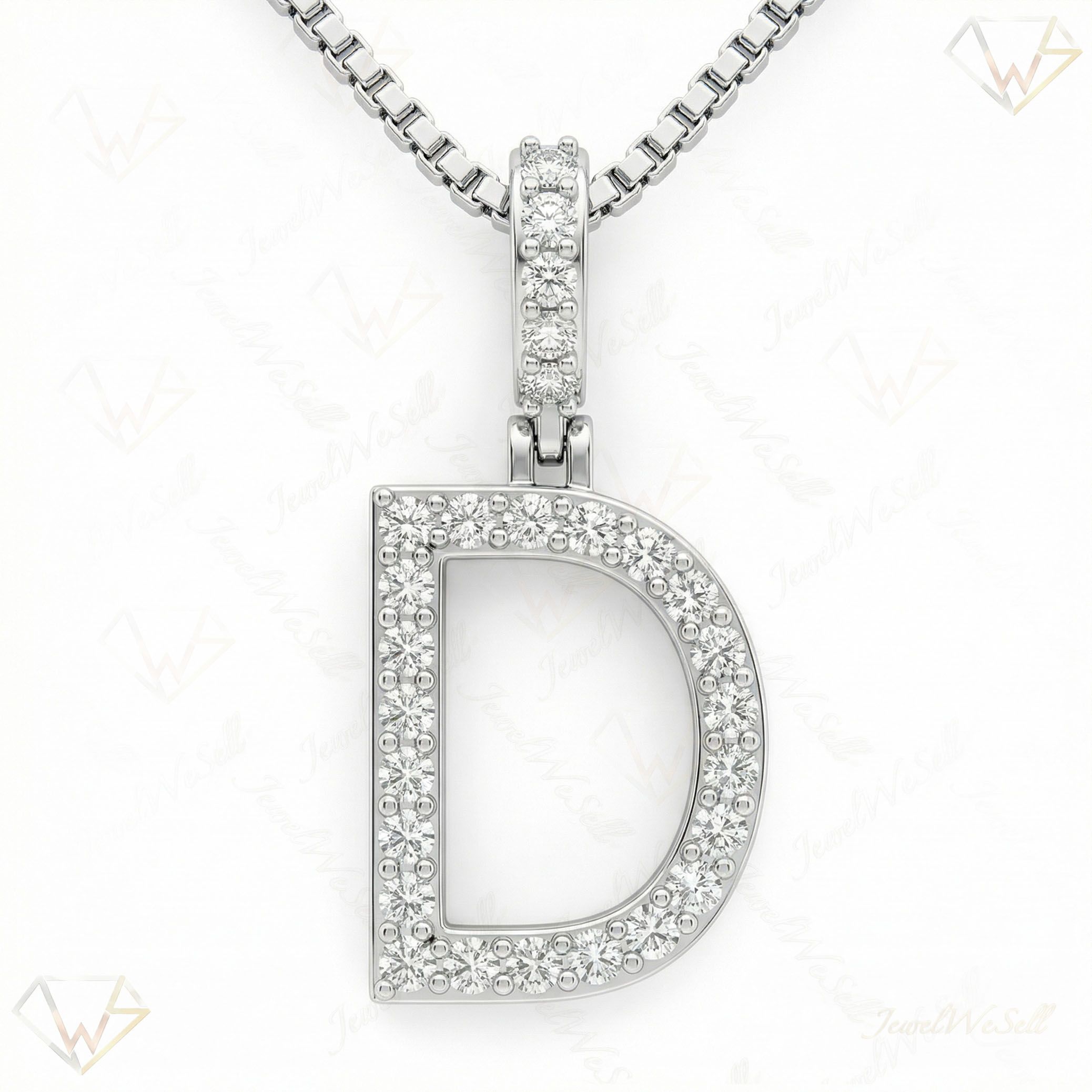 0.45 Ct EF VS Moissanite D Classic Single Row Initial Pendant in 925 Sterling Silver 702550