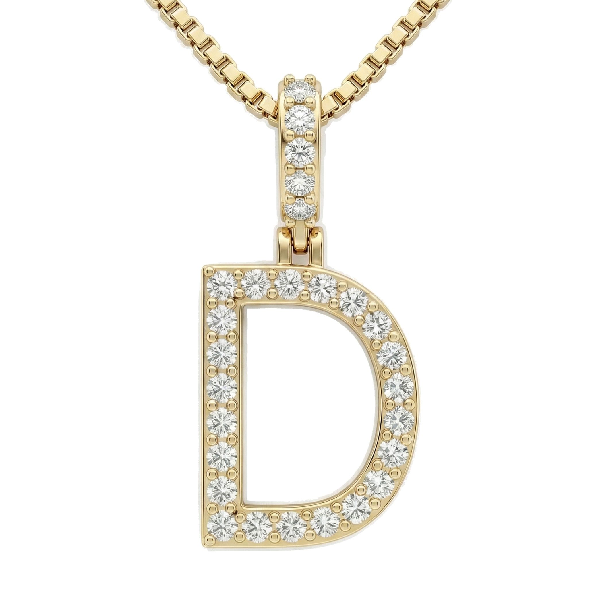 0.45 Ct EF VS Lab Grown Diamond D Classic Single Row Initial Pendant in 14k Yellow Gold 702550