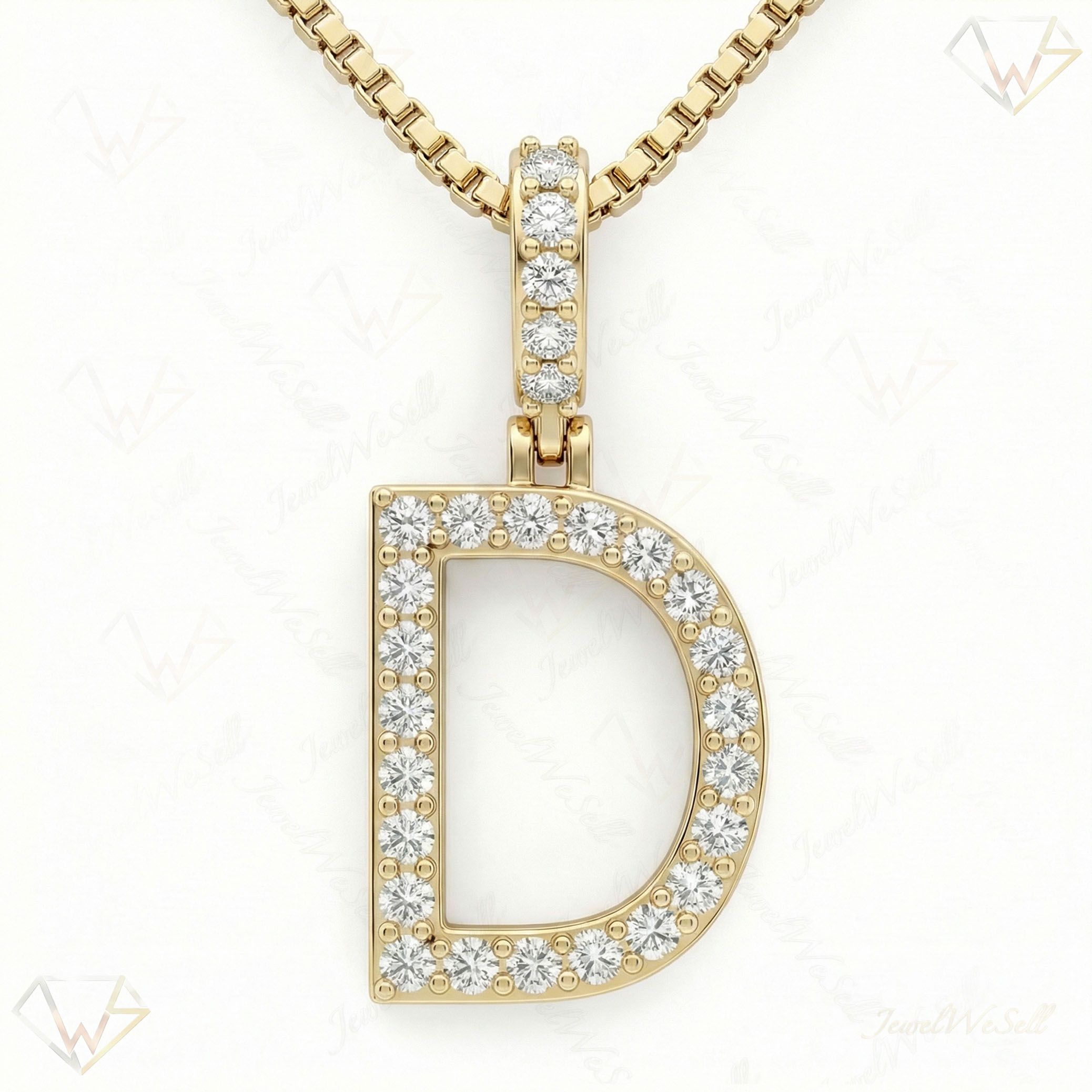 0.45 Ct EF VS Lab Grown Diamond D Classic Single Row Initial Pendant in 10k Yellow Gold 702550