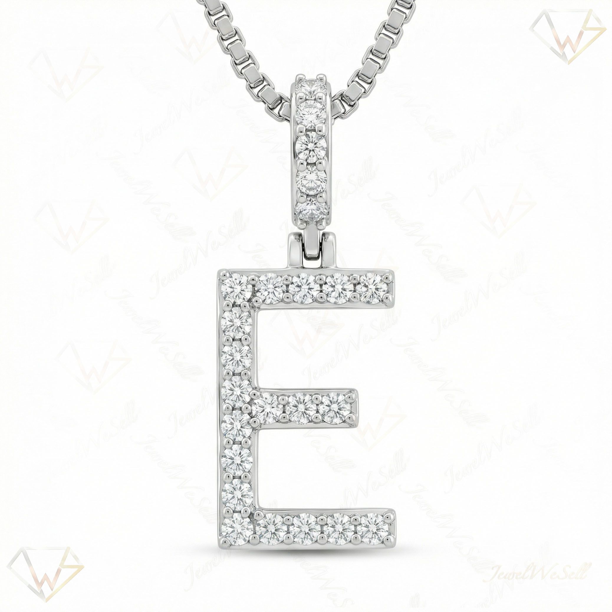 0.40 Ct EF VS Lab Grown Diamond E Classic Single Row Initial Pendant in 10k White Gold 702551